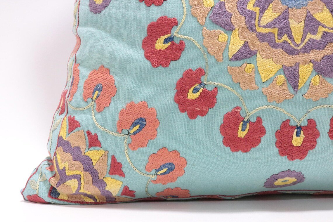 Suzani Pillow Uzbek hand embroidery Suzani Throw Pillow, Suzani Cushion Cover Suzani Pillow Cover Hand Embroidery Pillow Best Sale