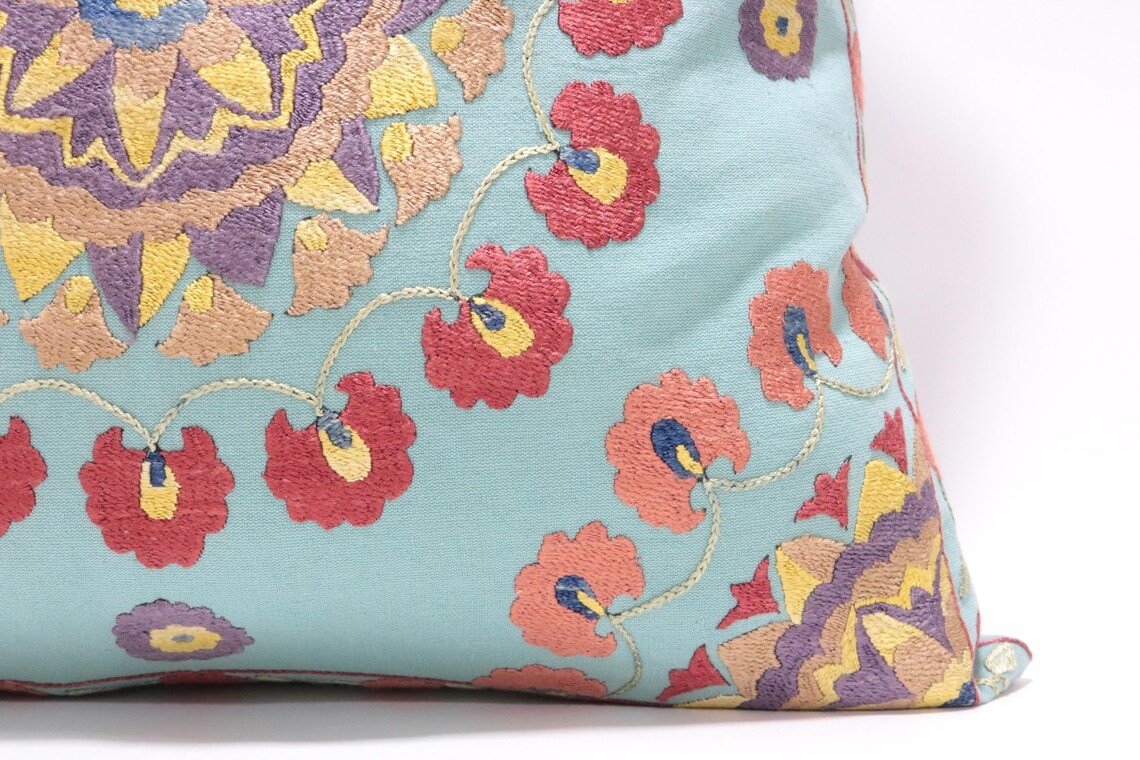 Suzani Pillow Uzbek hand embroidery Suzani Throw Pillow, Suzani Cushion Cover Suzani Pillow Cover Hand Embroidery Pillow Best Sale