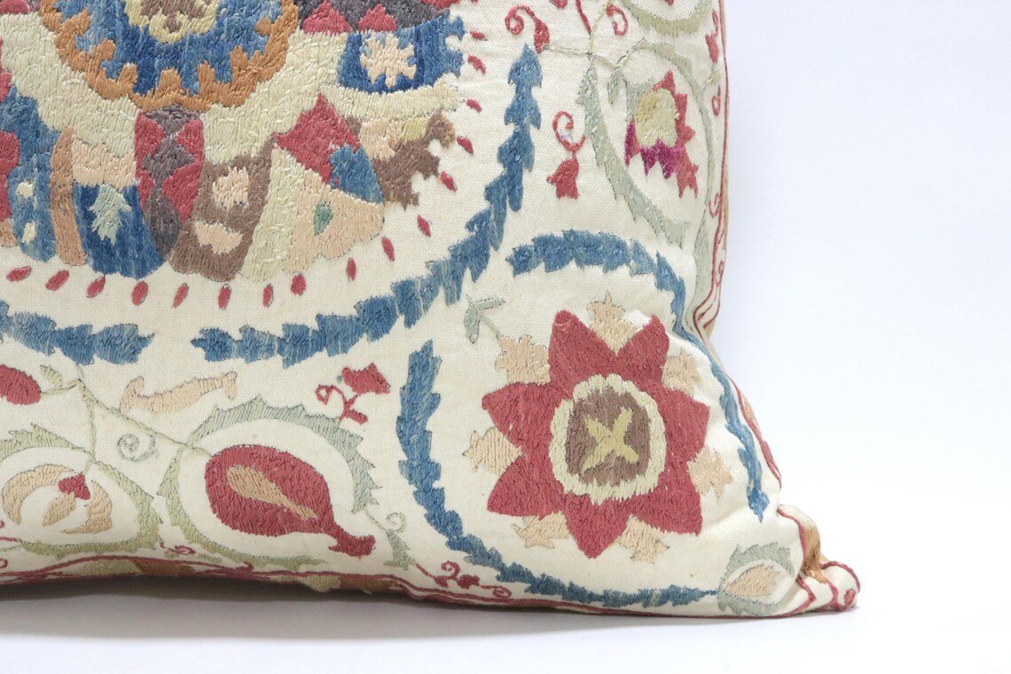 Suzani Pillow Uzbek hand embroidery Suzani Throw Pillow, Suzani Cushion Cover Suzani Pillow Cover Hand Embroidery Pillow Best Sale