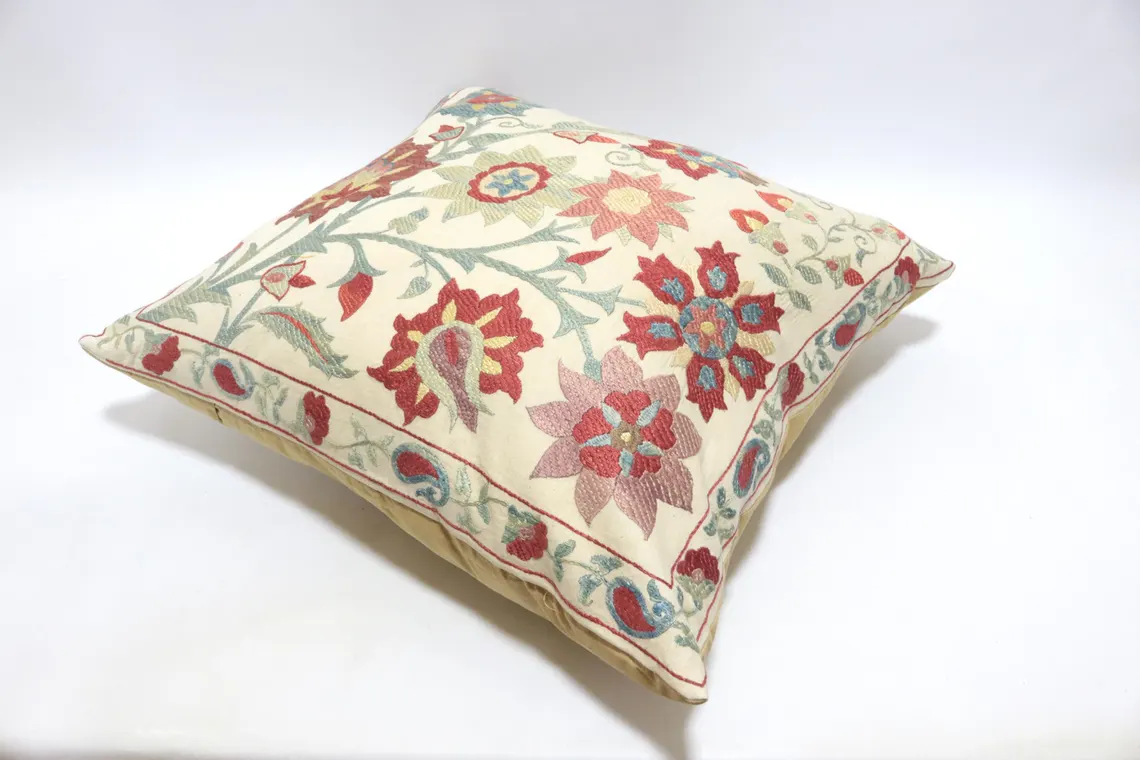 Suzani Pillow Uzbek hand embroidery Suzani Throw Pillow, Suzani Cushion Cover Suzani Pillow Cover Hand Embroidery Pillow Best Sale