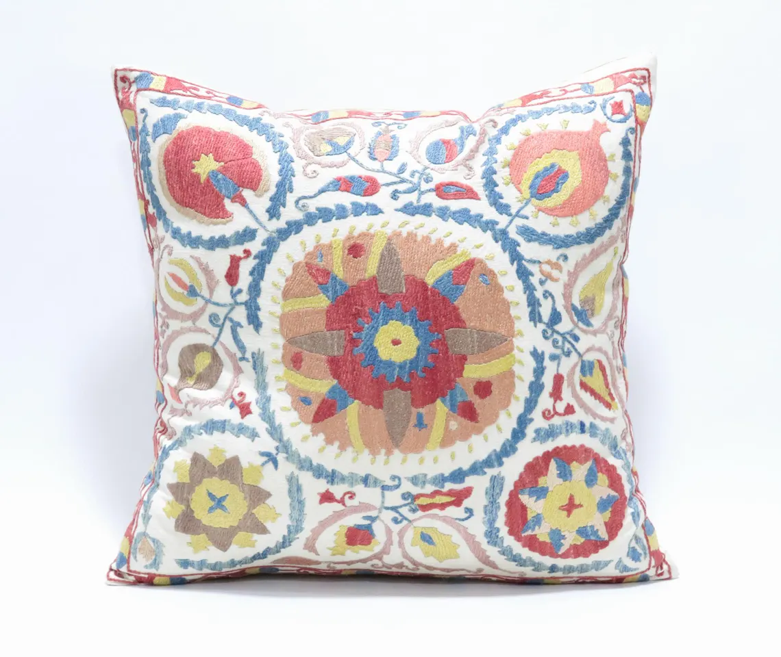 Suzani Pillow Uzbek hand embroidery Suzani Throw Pillow, Suzani Cushion Cover Suzani Pillow Cover Hand Embroidery Pillow Best Sale