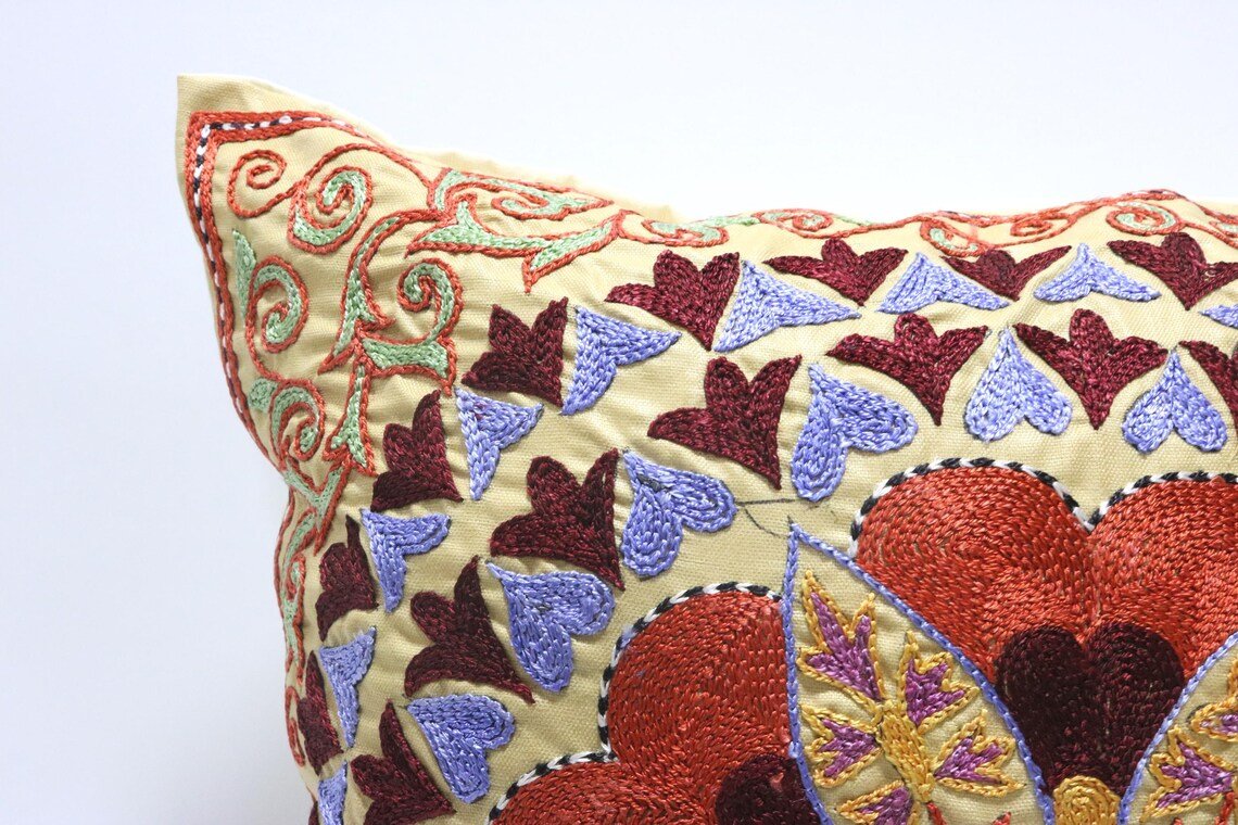 il_1140xN.6483094852_js8r Suzani Pillow Uzbek Embroidery,Suzani Throw Pillow, Suzani Cushion Cover,Suzani Pillow Cover,Hand Embroidery Suzani Pillow,Best Sale