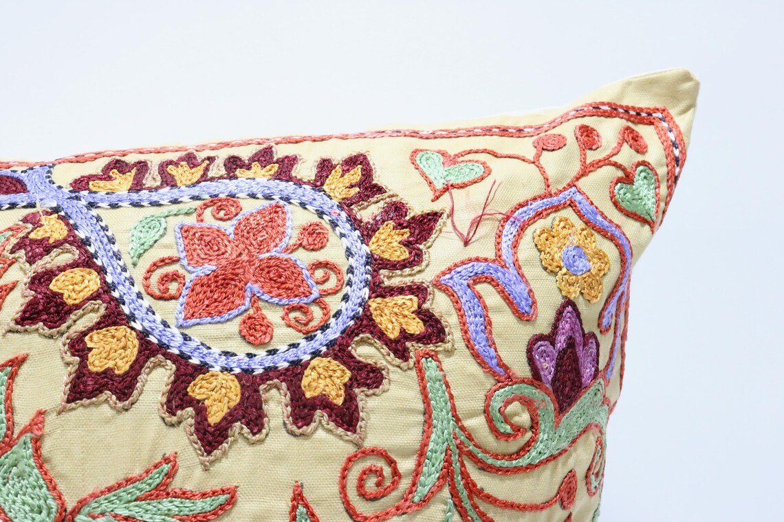 Suzani Pillow Uzbek Embroidery,Suzani Throw Pillow, Suzani Cushion Cover,Suzani Pillow Cover,Hand Embroidery Suzani Pillow,Best Sale
