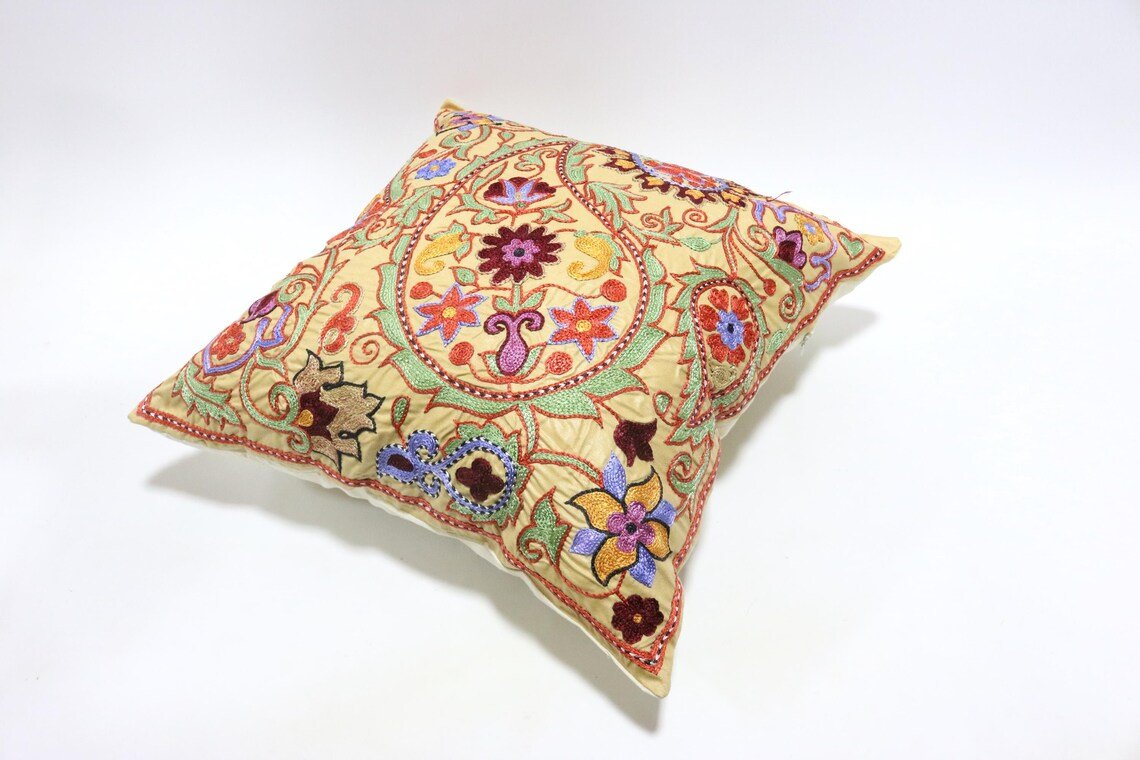 Suzani Pillow Uzbek Embroidery,Suzani Throw Pillow, Suzani Cushion Cover,Suzani Pillow Cover,Hand Embroidery Suzani Pillow,Best Sale
