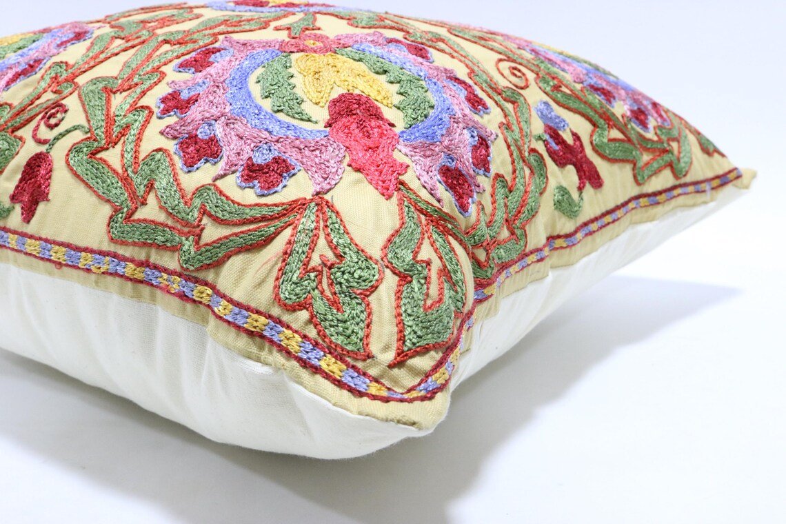 Suzani Pillow Uzbek Embroidery,Suzani Throw Pillow, Suzani Cushion Cover,Suzani Pillow Cover,Hand Embroidery Suzani Pillow,Best Sale