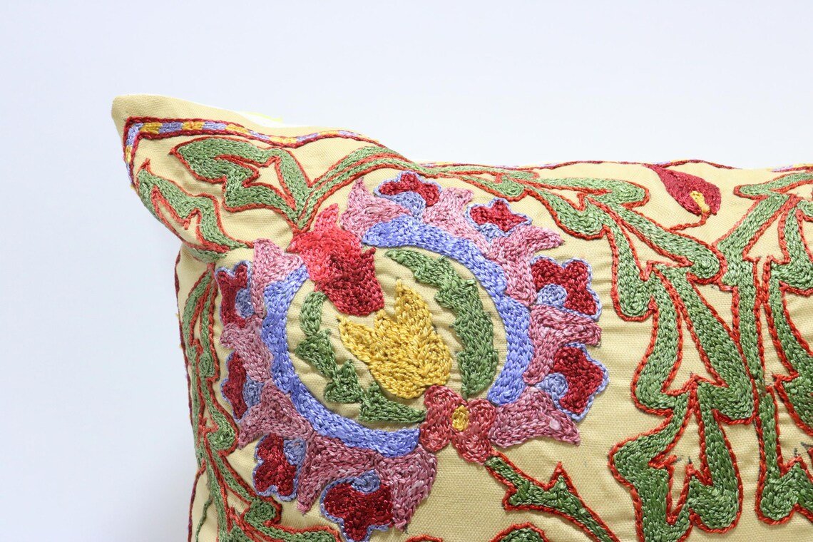 Suzani Pillow Uzbek Embroidery,Suzani Throw Pillow, Suzani Cushion Cover,Suzani Pillow Cover,Hand Embroidery Suzani Pillow,Best Sale