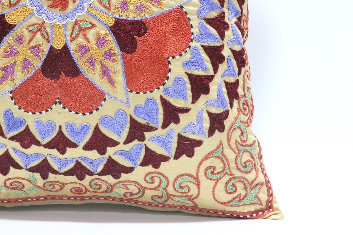 il_1140xN.6531200769_smzl Suzani Pillow Uzbek Embroidery,Suzani Throw Pillow, Suzani Cushion Cover,Suzani Pillow Cover,Hand Embroidery Suzani Pillow,Best Sale