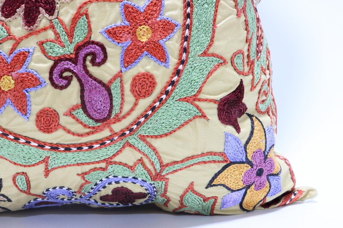 Suzani Pillow Uzbek Embroidery,Suzani Throw Pillow, Suzani Cushion Cover,Suzani Pillow Cover,Hand Embroidery Suzani Pillow,Best Sale