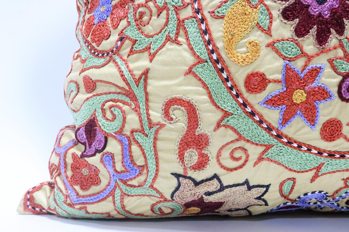 Suzani Pillow Uzbek Embroidery,Suzani Throw Pillow, Suzani Cushion Cover,Suzani Pillow Cover,Hand Embroidery Suzani Pillow,Best Sale