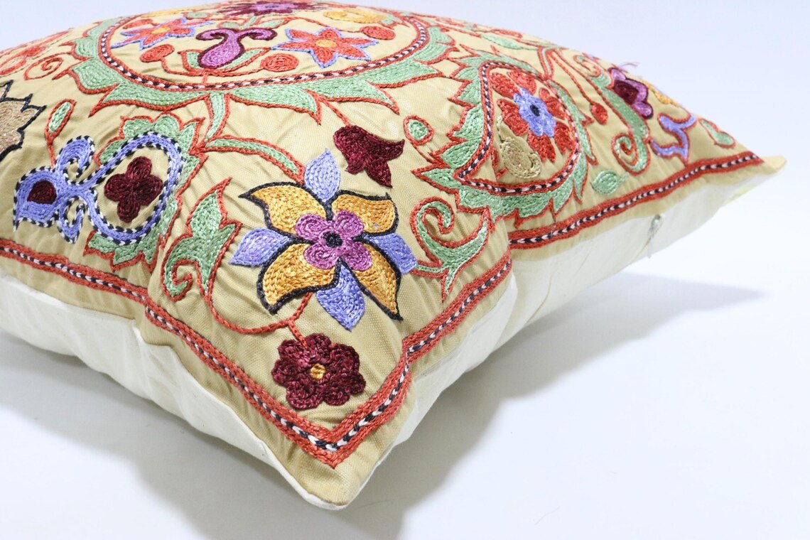 Suzani Pillow Uzbek Embroidery,Suzani Throw Pillow, Suzani Cushion Cover,Suzani Pillow Cover,Hand Embroidery Suzani Pillow,Best Sale
