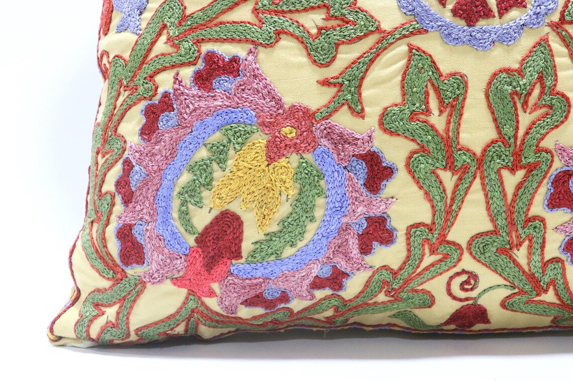 Suzani Pillow Uzbek Embroidery,Suzani Throw Pillow, Suzani Cushion Cover,Suzani Pillow Cover,Hand Embroidery Suzani Pillow,Best Sale