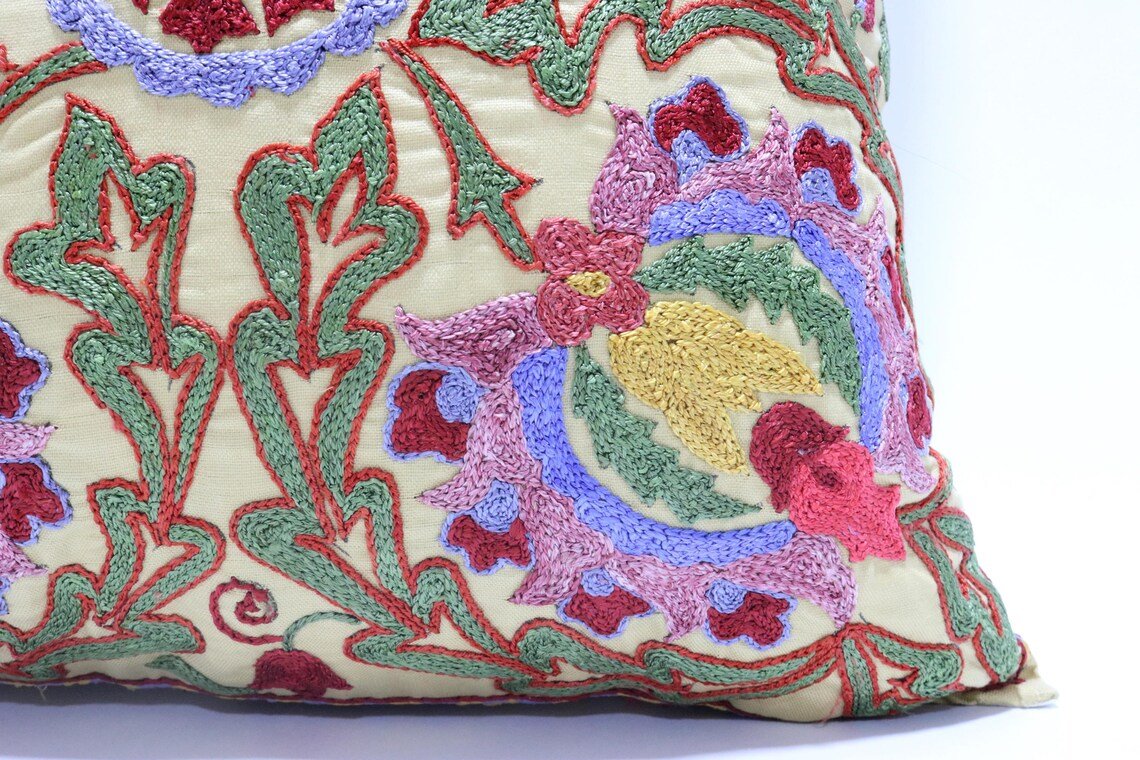 Suzani Pillow Uzbek Embroidery,Suzani Throw Pillow, Suzani Cushion Cover,Suzani Pillow Cover,Hand Embroidery Suzani Pillow,Best Sale
