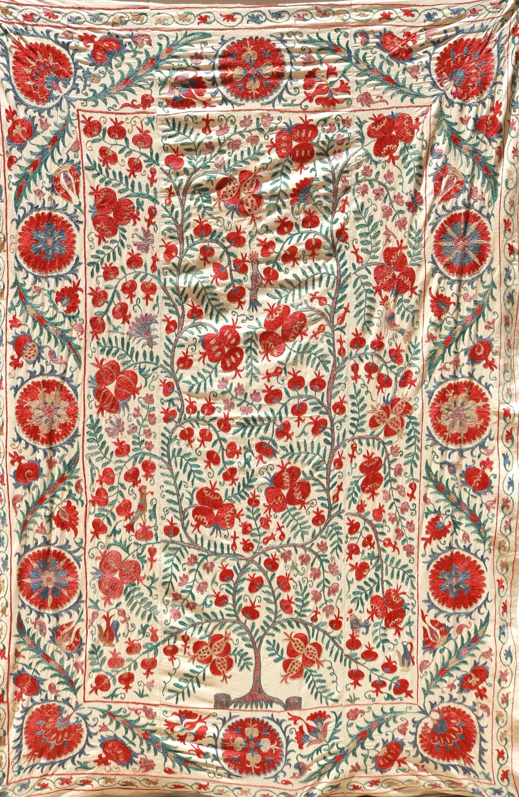 Suzani Uzbek handmade embroidery,Suzani Fabric Suzani Wall Hanging,  Bedspread, Bedcover, Wall hanging Decorative fabric, Suzani tablecloth.