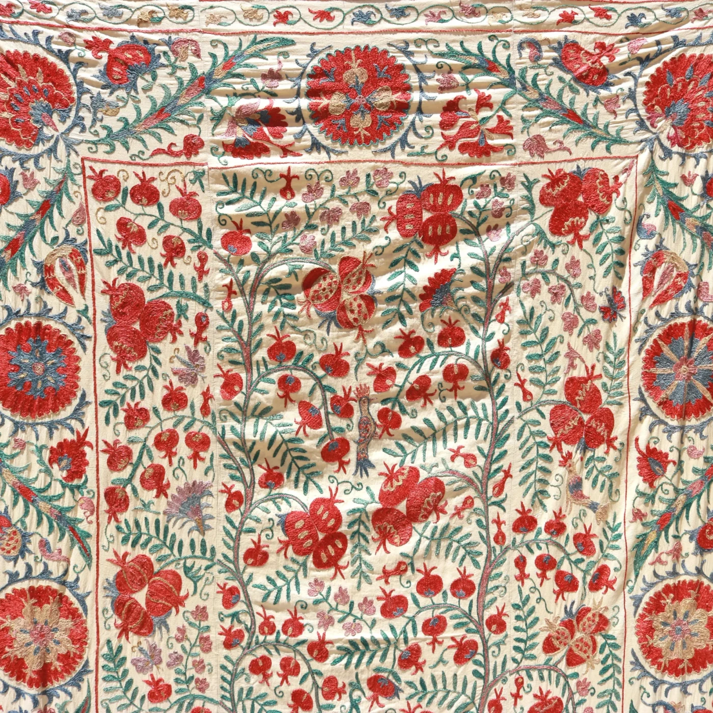 Suzani Uzbek handmade embroidery,Suzani Fabric Suzani Wall Hanging,  Bedspread, Bedcover, Wall hanging Decorative fabric, Suzani tablecloth.