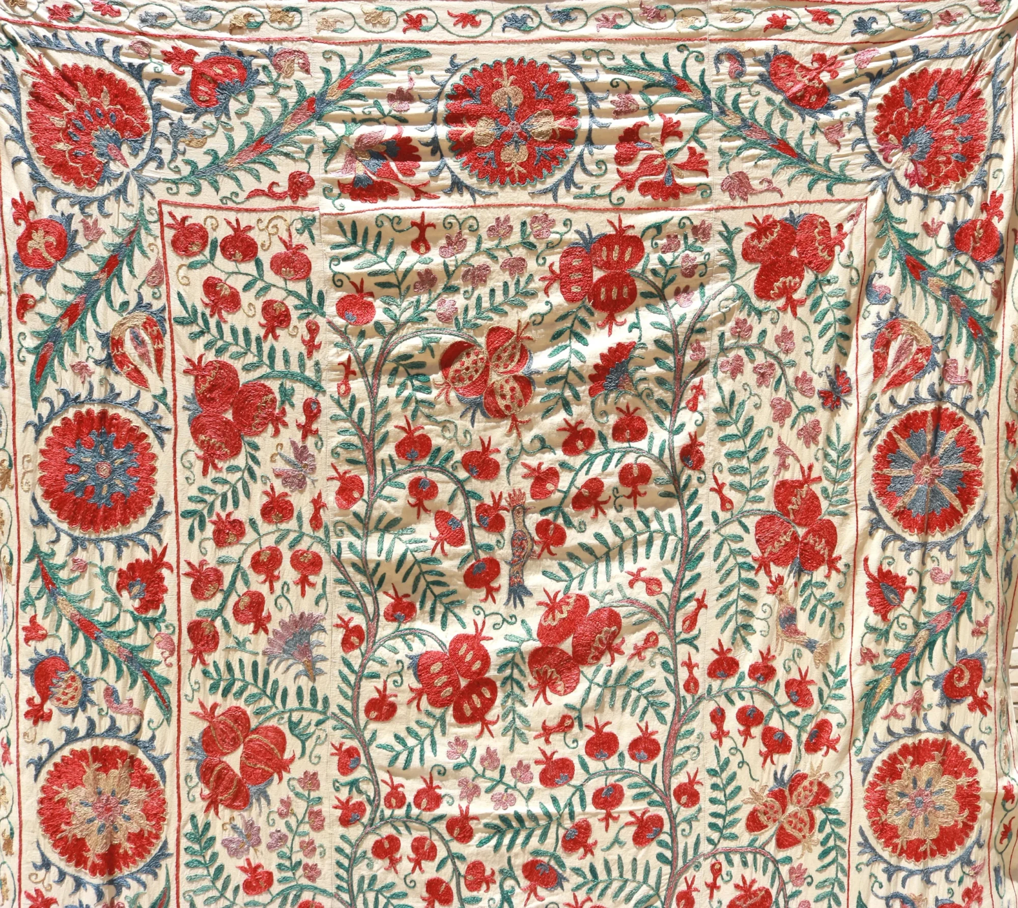 Suzani Uzbek handmade embroidery,Suzani Fabric Suzani Wall Hanging,  Bedspread, Bedcover, Wall hanging Decorative fabric, Suzani tablecloth.