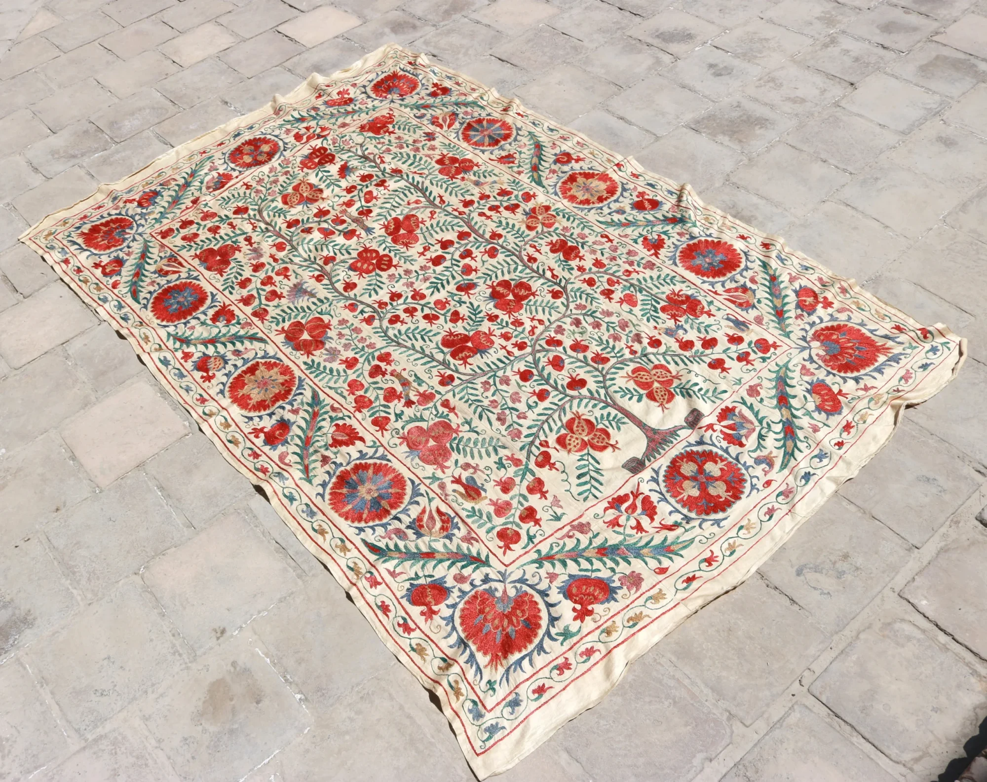 Suzani Uzbek handmade embroidery,Suzani Fabric Suzani Wall Hanging,  Bedspread, Bedcover, Wall hanging Decorative fabric, Suzani tablecloth.