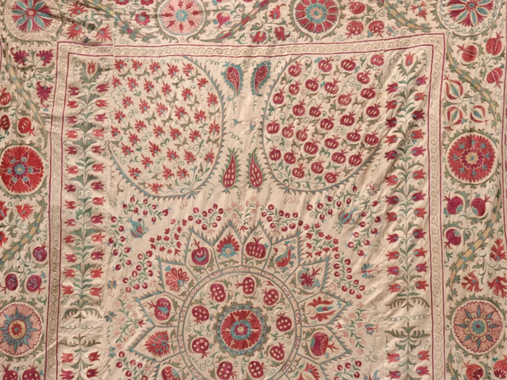Suzani Uzbek handmade embroidery,Suzani Fabric Suzani Wall Hanging,  Bedspread, Bedcover, Wall hanging Decorative fabric, Suzani tablecloth.