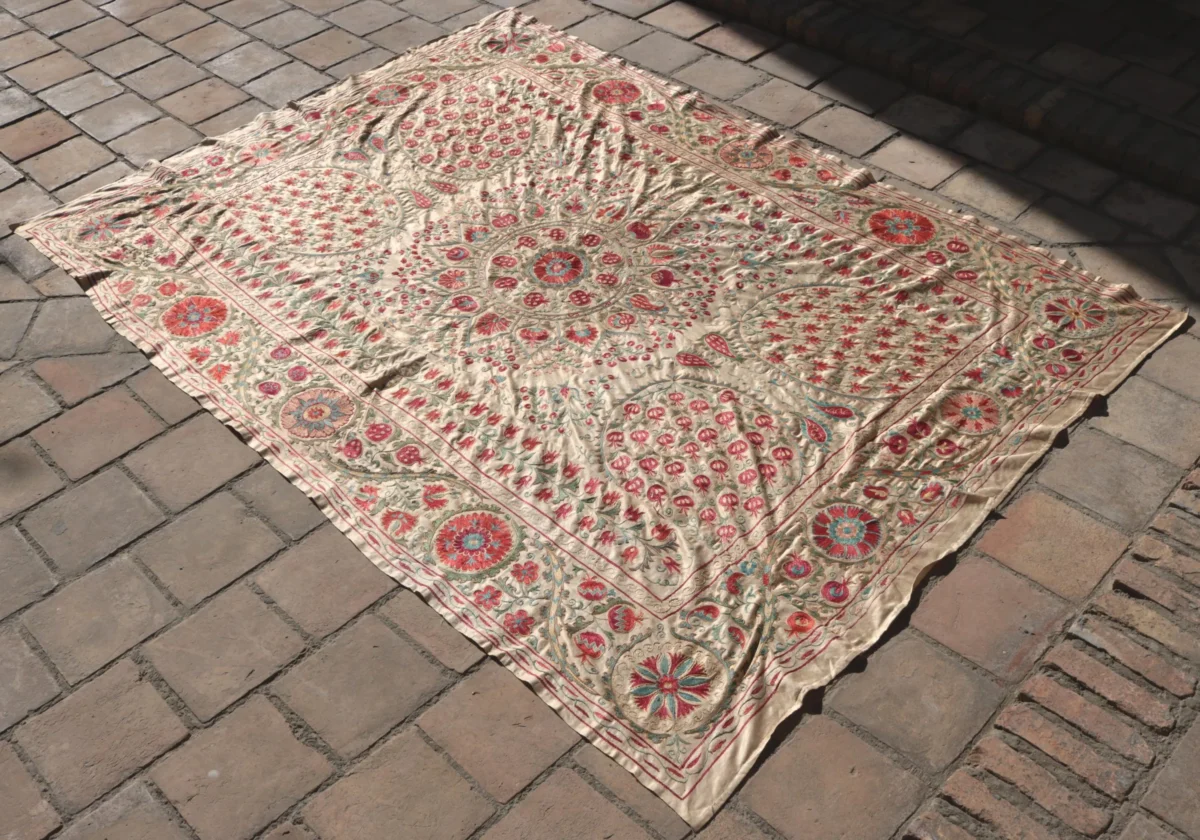 Suzani Uzbek handmade embroidery,Suzani Fabric Suzani Wall Hanging,  Bedspread, Bedcover, Wall hanging Decorative fabric, Suzani tablecloth.