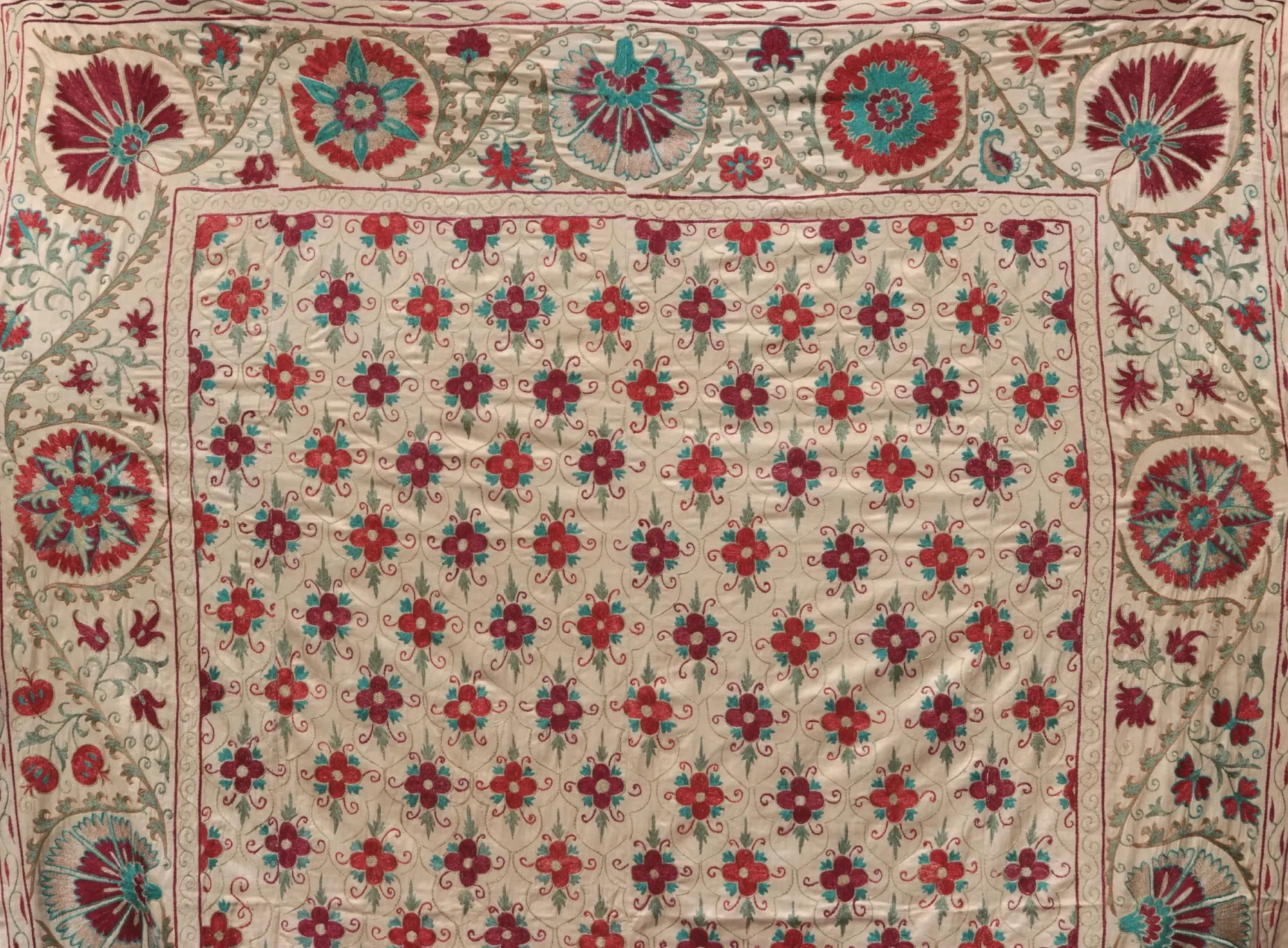 Suzani Uzbek handmade embroidery,Suzani Fabric Suzani Wall Hanging,  Bedspread, Bedcover, Wall hanging Decorative fabric, Suzani tablecloth.