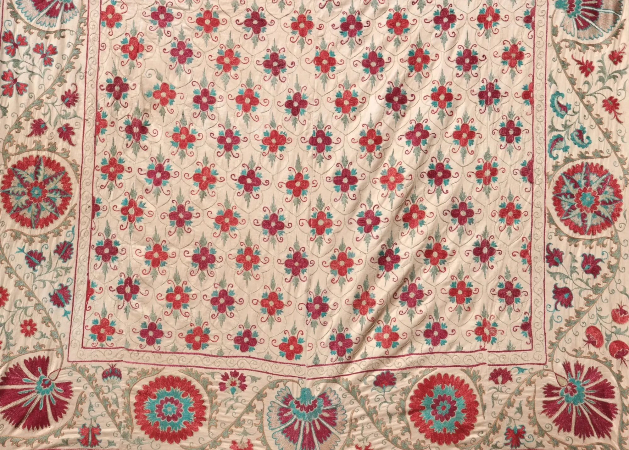 Suzani Uzbek handmade embroidery,Suzani Fabric Suzani Wall Hanging,  Bedspread, Bedcover, Wall hanging Decorative fabric, Suzani tablecloth.