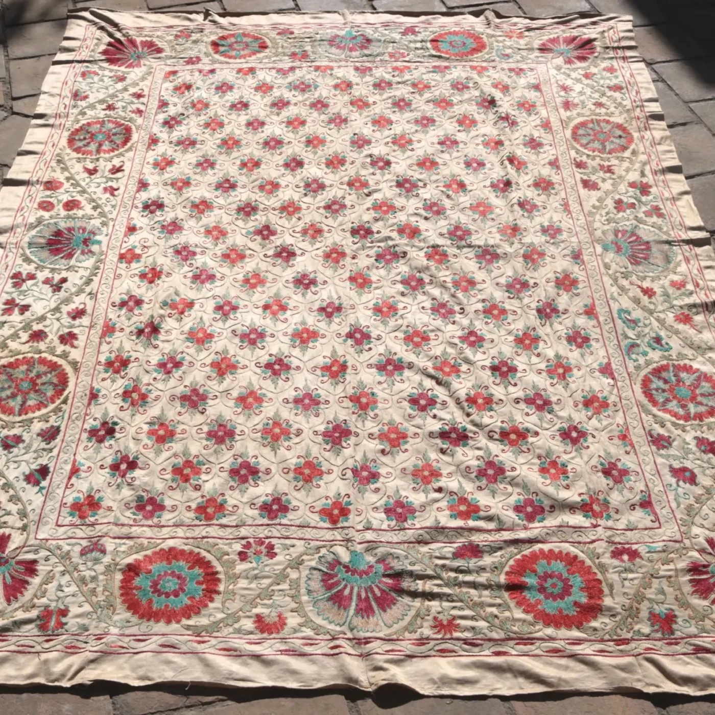 Suzani Uzbek handmade embroidery,Suzani Fabric Suzani Wall Hanging,  Bedspread, Bedcover, Wall hanging Decorative fabric, Suzani tablecloth.