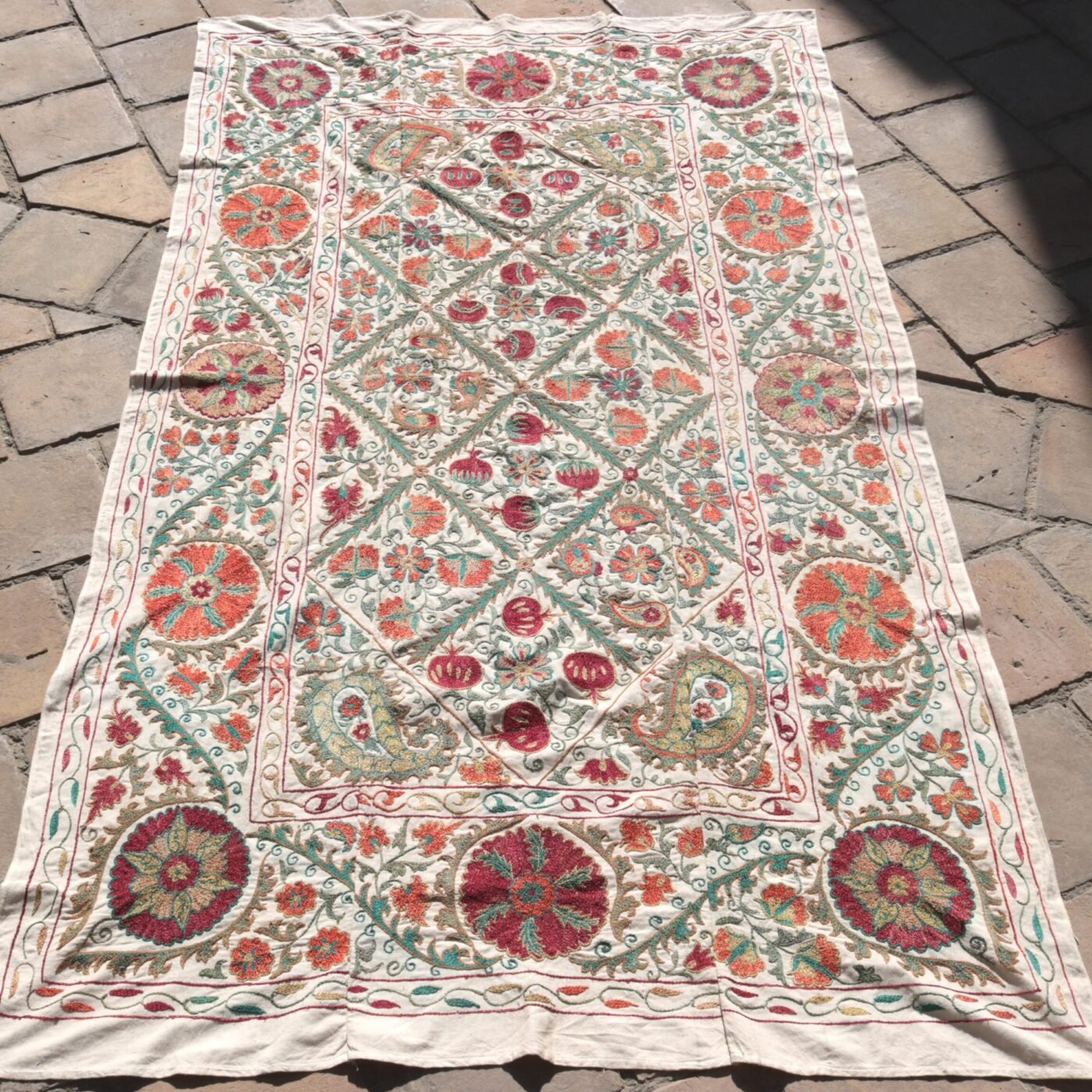 Suzani Uzbek handmade embroidery,Suzani Fabric Suzani Wall Hanging,  Bedspread, Bedcover, Wall hanging Decorative fabric, Suzani tablecloth.