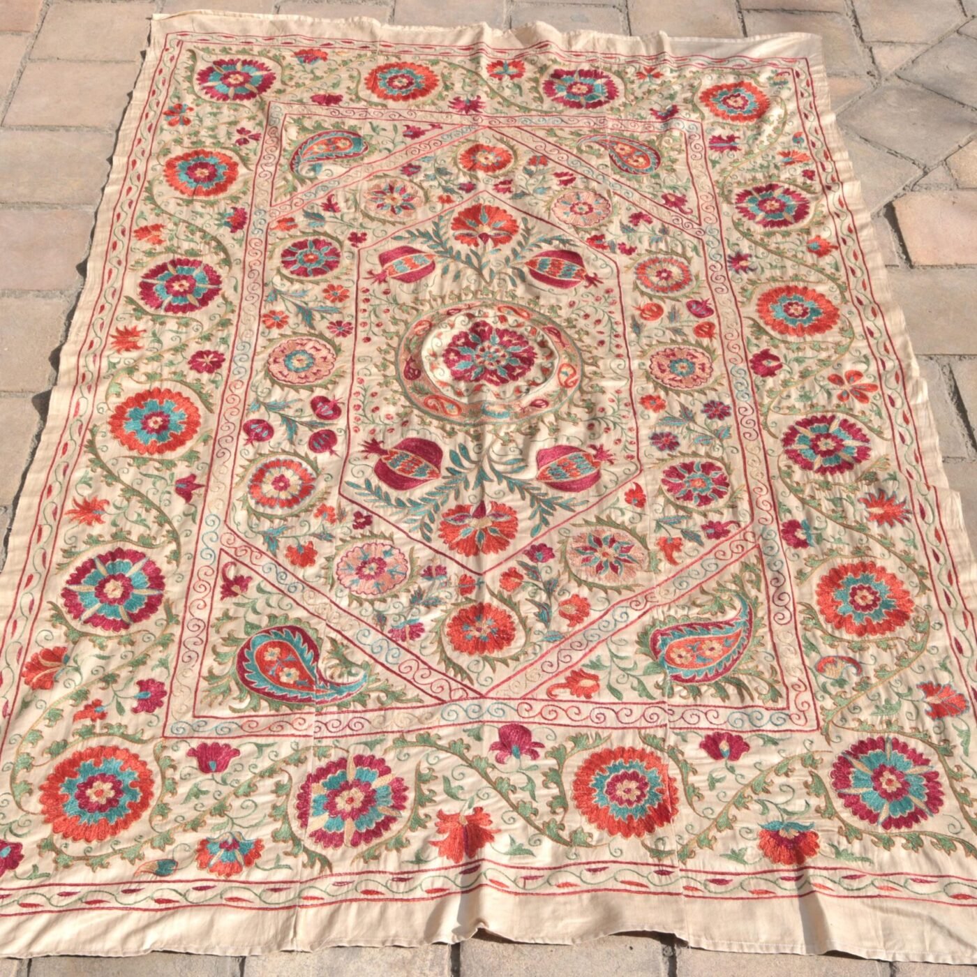 Suzani Uzbek handmade embroidery,Suzani Fabric Suzani Wall Hanging,  Bedspread, Bedcover, Wall hanging Decorative fabric, Suzani tablecloth.