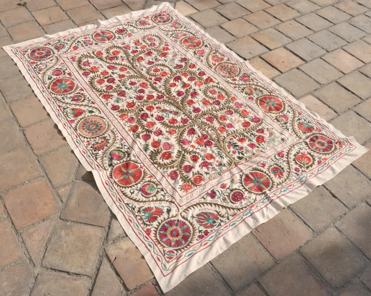 Suzani Uzbek handmade embroidery,Suzani Fabric Suzani Wall Hanging,  Bedspread, Bedcover, Wall hanging Decorative fabric, Suzani tablecloth.