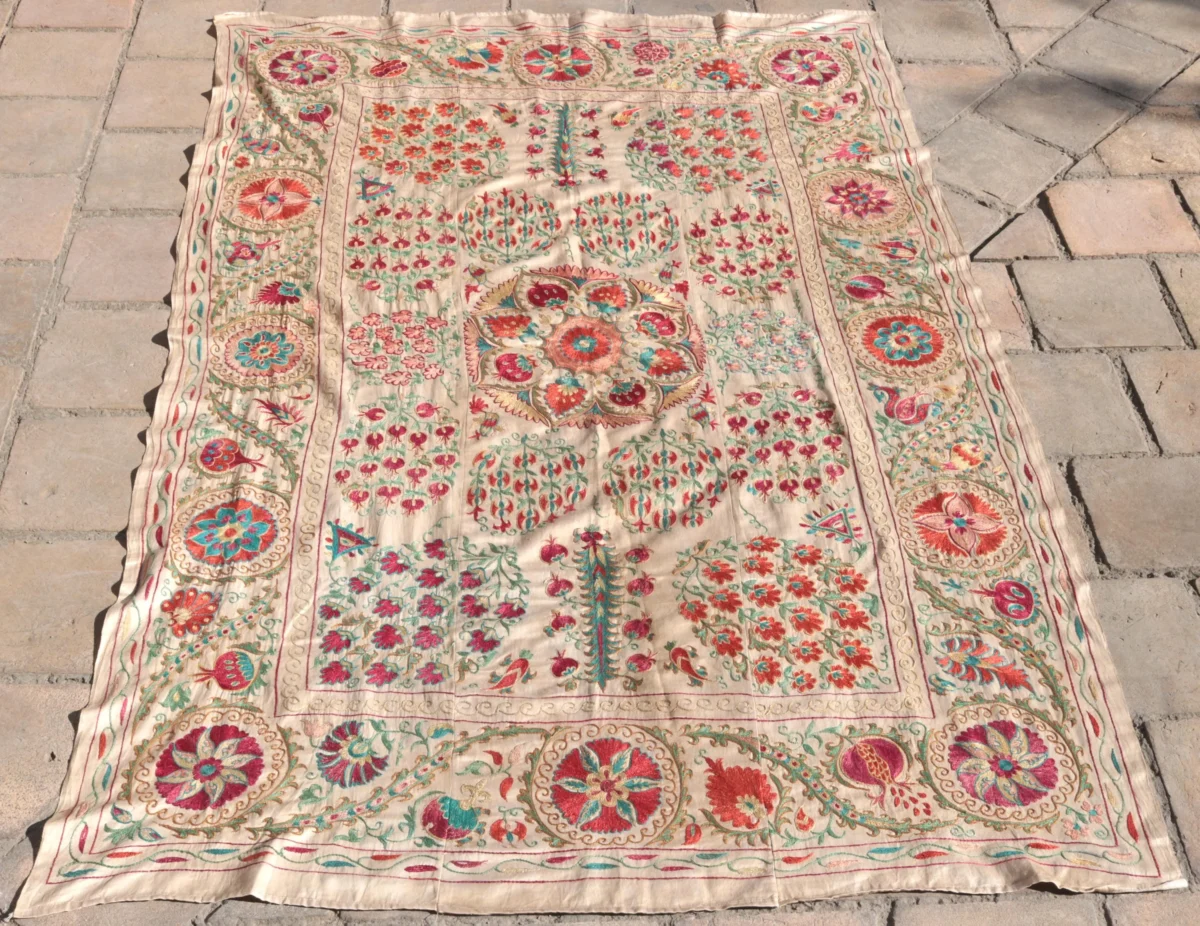 Suzani Uzbek handmade embroidery,Suzani Fabric Suzani Wall Hanging,  Bedspread, Bedcover, Wall hanging Decorative fabric, Suzani tablecloth.