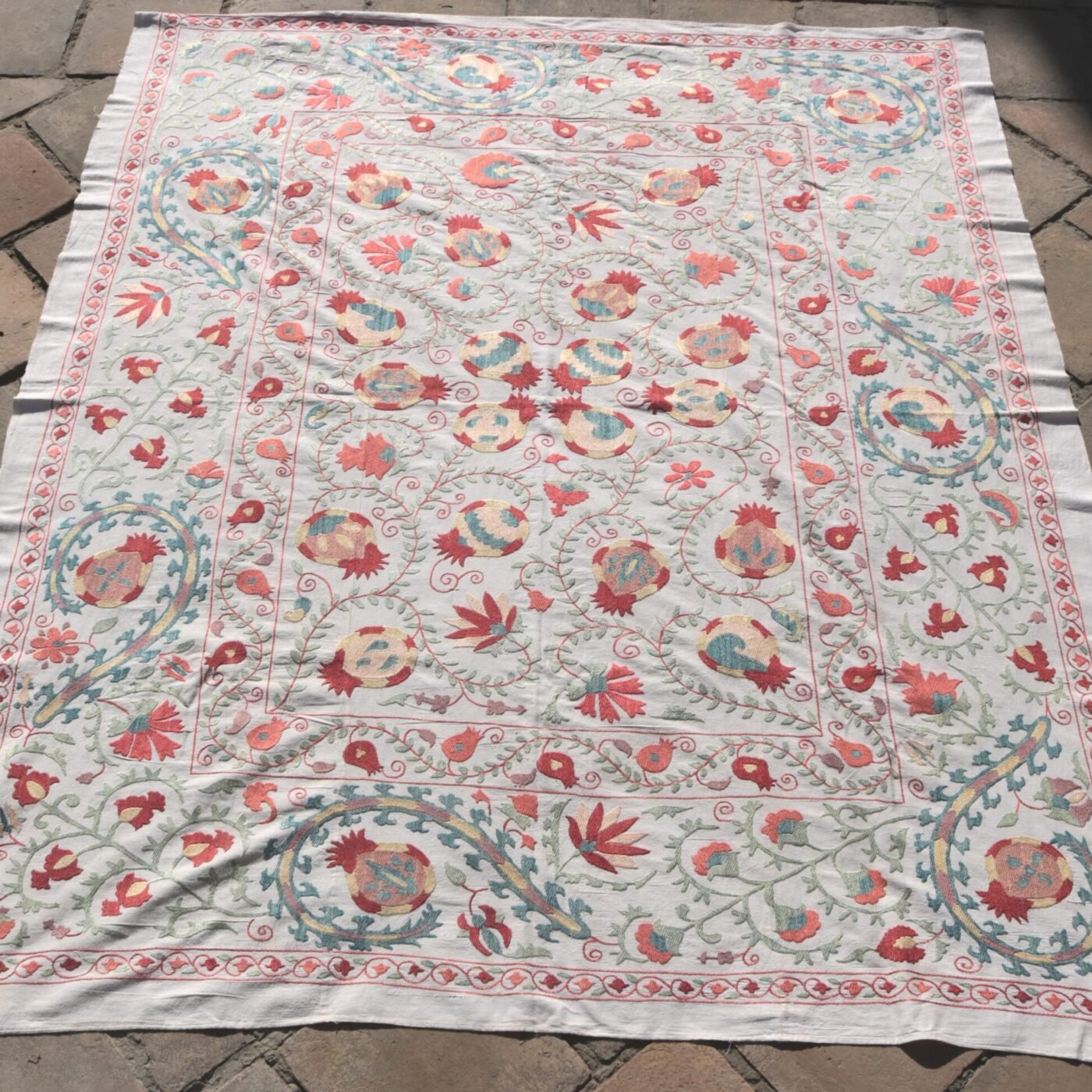 Suzani Uzbek handmade embroidery,Suzani Fabric Suzani Wall Hanging,  Bedspread, Bedcover, Wall hanging Decorative fabric, Suzani tablecloth.