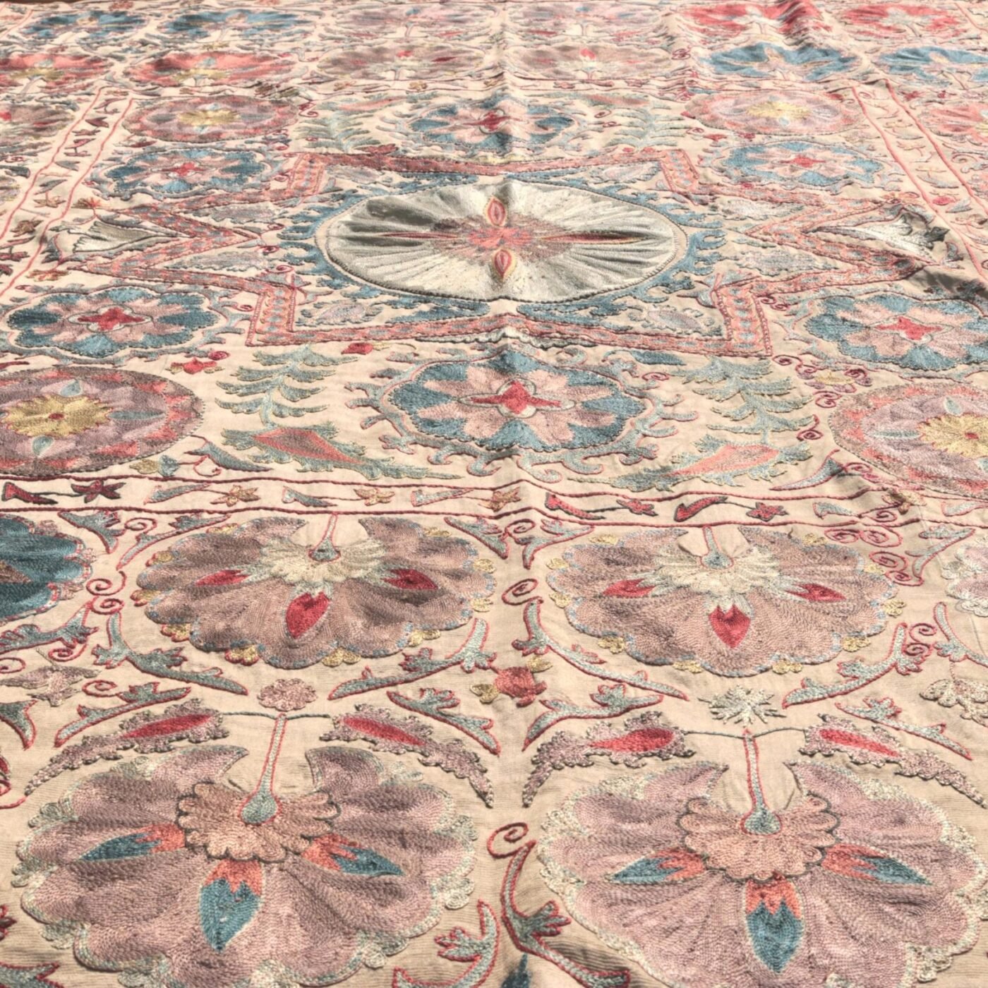 Suzani Uzbek handmade embroidery,Suzani Fabric Suzani Wall Hanging,  Bedspread, Bedcover, Wall hanging Decorative fabric, Suzani tablecloth.