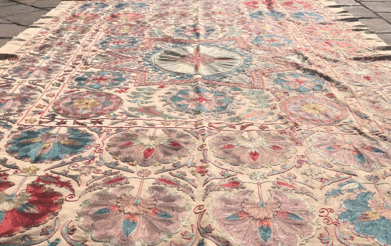 Suzani Uzbek handmade embroidery,Suzani Fabric Suzani Wall Hanging,  Bedspread, Bedcover, Wall hanging Decorative fabric, Suzani tablecloth.