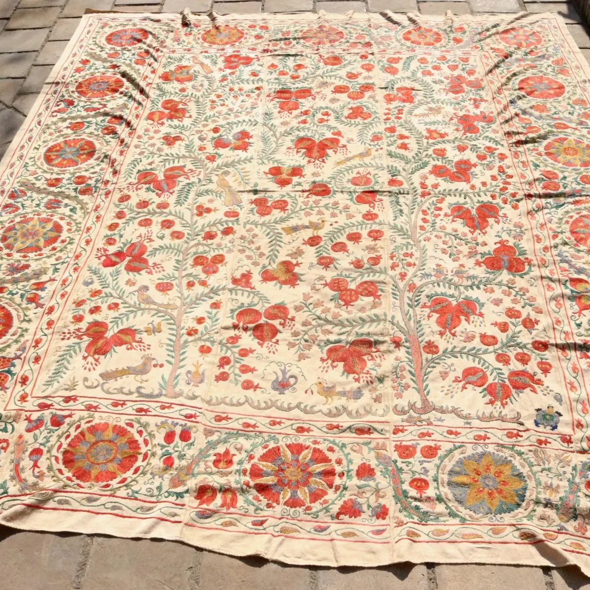 Suzani Uzbek handmade embroidery,Suzani Fabric Suzani Wall Hanging,  Bedspread, Bedcover, Wall hanging Decorative fabric, Suzani tablecloth.