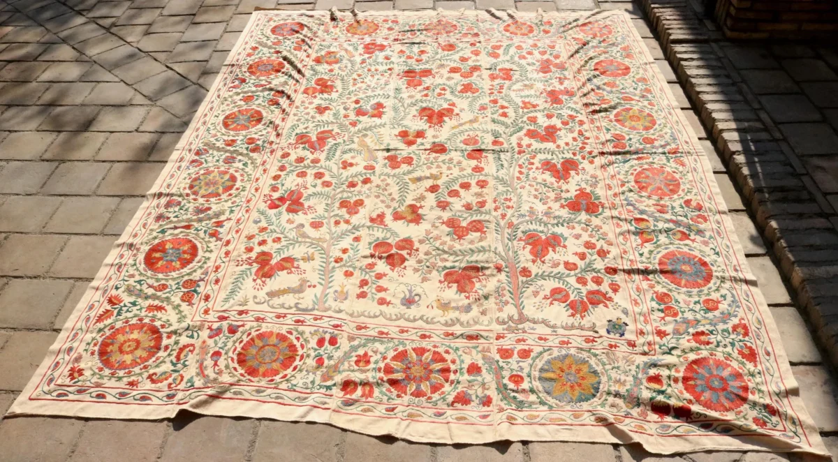 Suzani Uzbek handmade embroidery,Suzani Fabric Suzani Wall Hanging,  Bedspread, Bedcover, Wall hanging Decorative fabric, Suzani tablecloth.