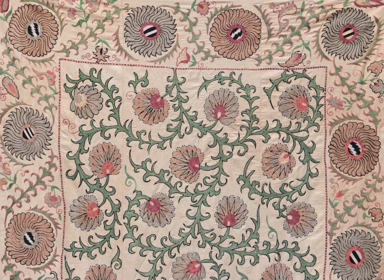 Silk Suzani Clasic Uzbek embroidery,Suzani Fabric Suzani Wall Hanging, Bedspread, Bed cover, Wall hanging, Wall Decor fabric, Tablecloth