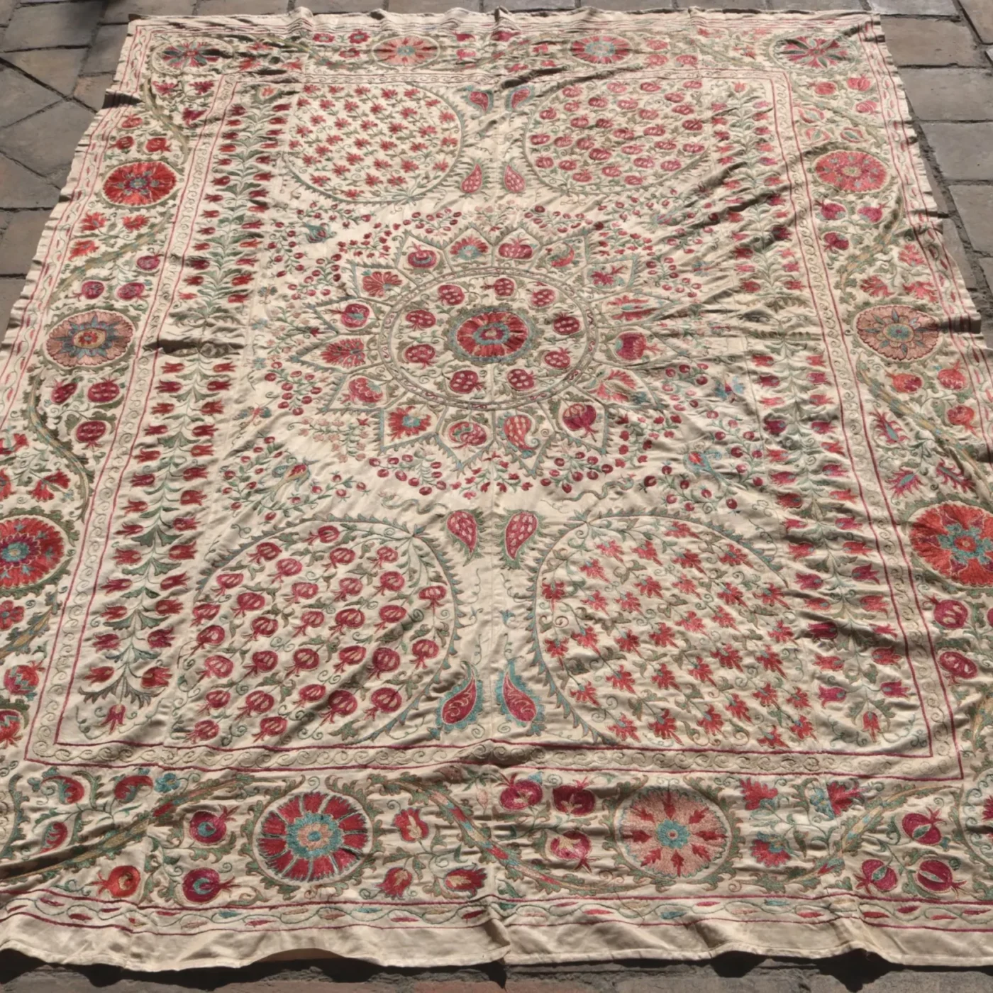 il_fullxfull.6474785675_fug7 Suzani Uzbek handmade embroidery,Suzani Fabric Suzani Wall Hanging, Bedspread, Bedcover, Wall hanging Decorative fabric, Suzani tablecloth.