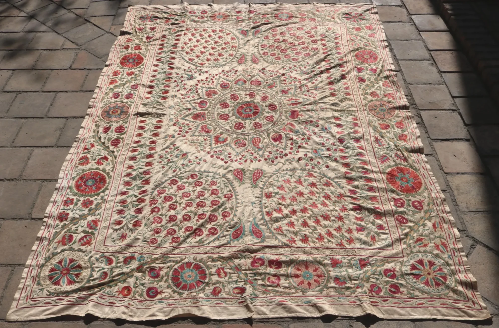 il_fullxfull.6474785675_fug7 Suzani Uzbek handmade embroidery,Suzani Fabric Suzani Wall Hanging, Bedspread, Bedcover, Wall hanging Decorative fabric, Suzani tablecloth.