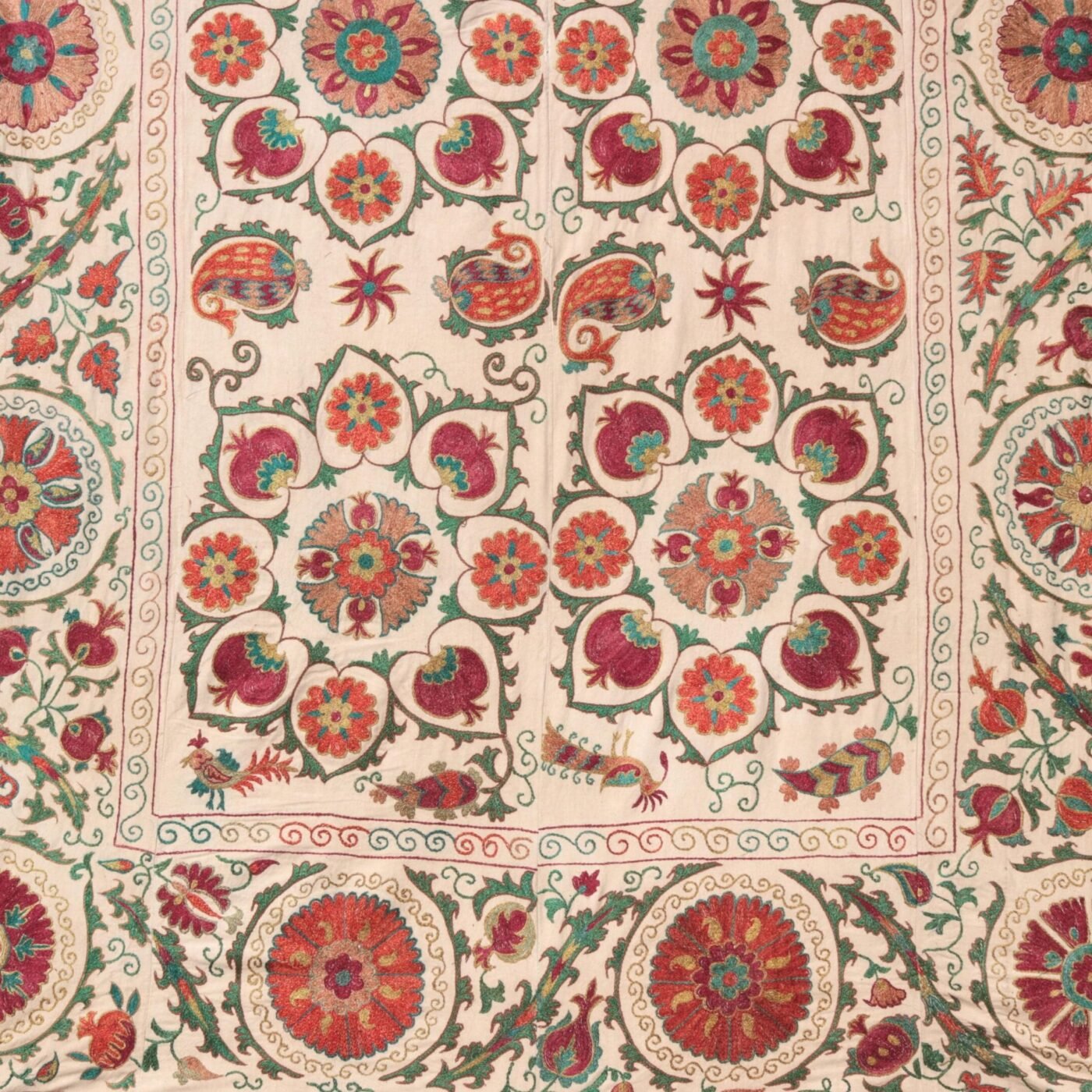 Suzani Uzbek handmade embroidery,Suzani Fabric Suzani Wall Hanging,  Bedspread, Bedcover, Wall hanging Decorative fabric, Suzani tablecloth.