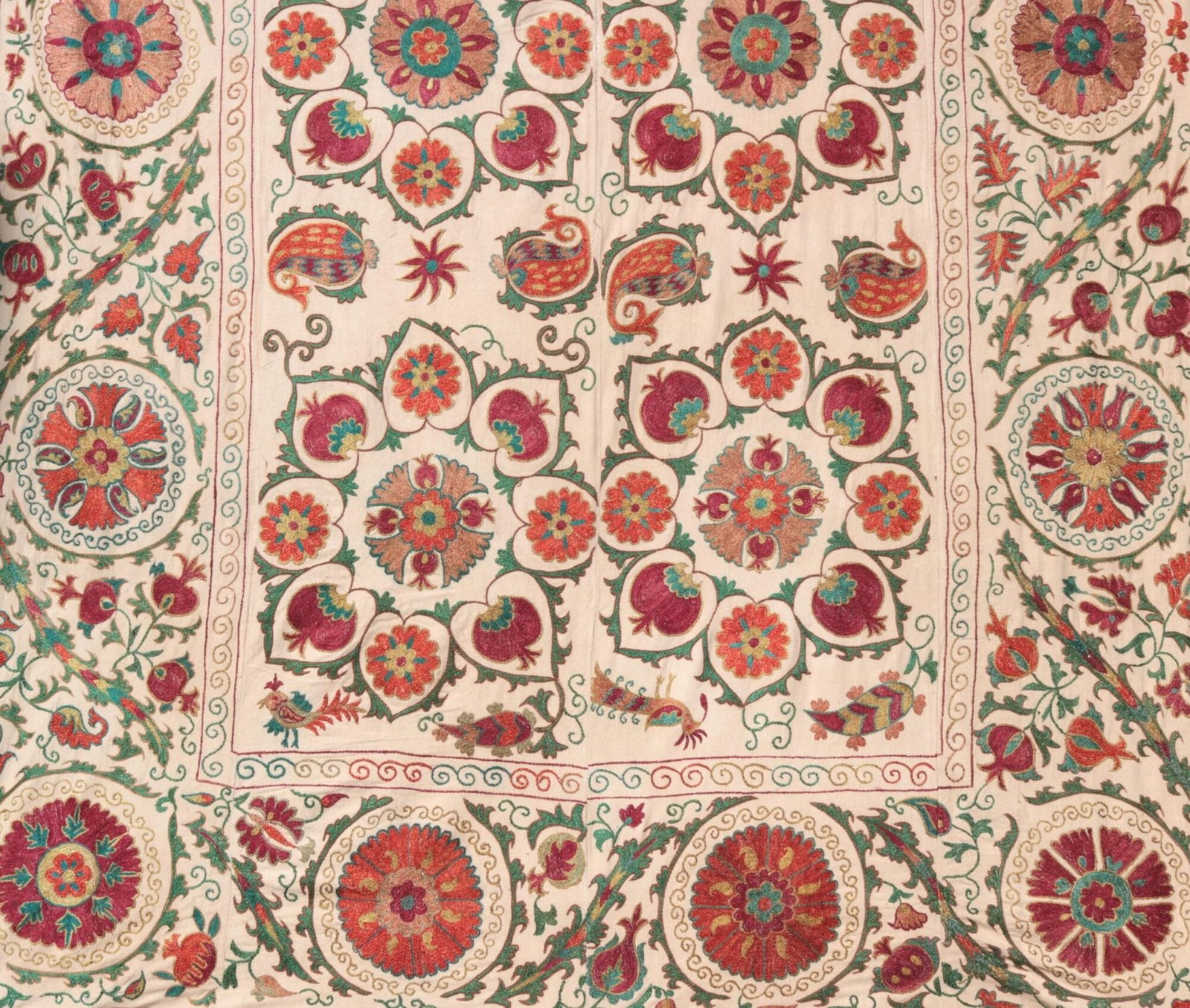 Suzani Uzbek handmade embroidery,Suzani Fabric Suzani Wall Hanging,  Bedspread, Bedcover, Wall hanging Decorative fabric, Suzani tablecloth.