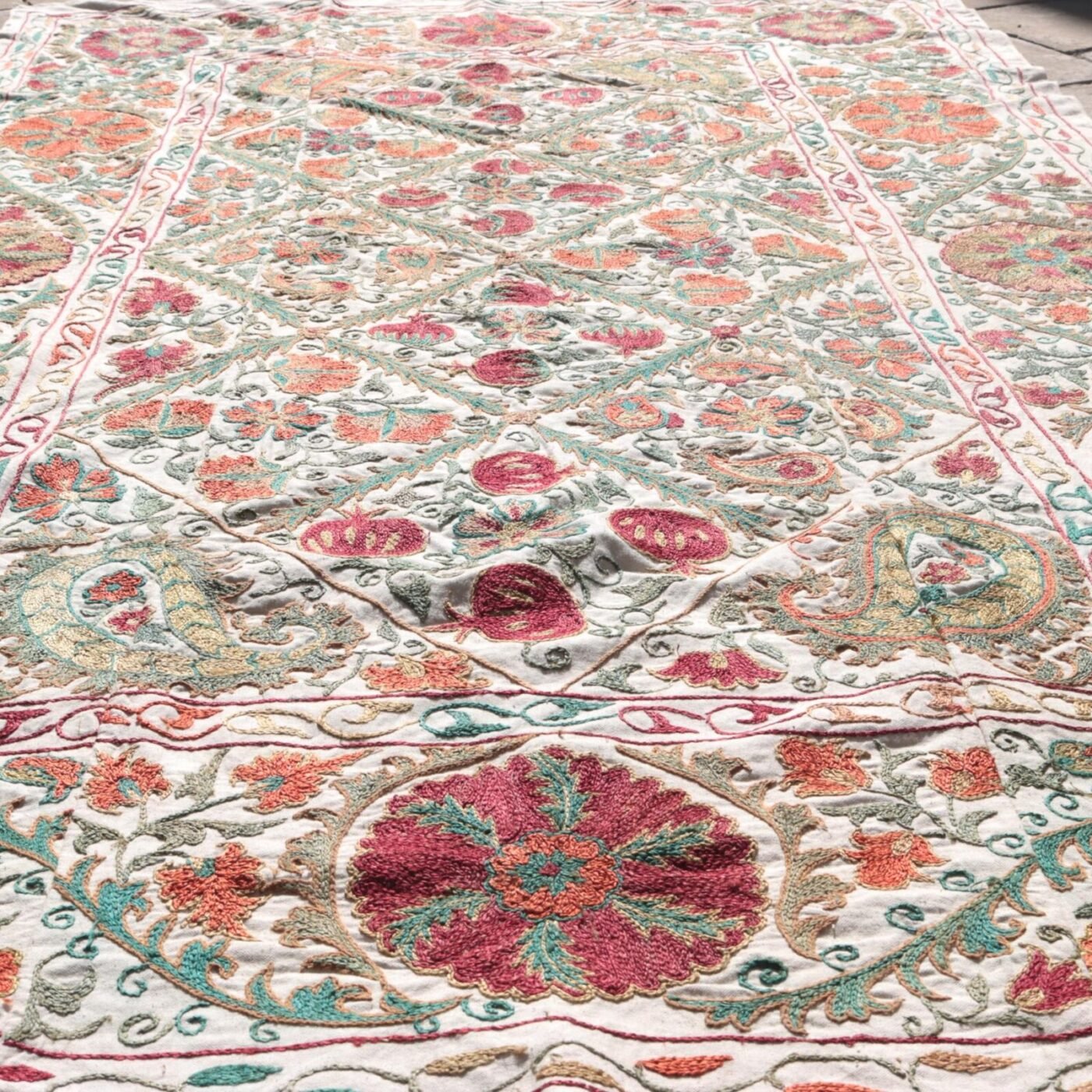 Suzani Uzbek handmade embroidery,Suzani Fabric Suzani Wall Hanging,  Bedspread, Bedcover, Wall hanging Decorative fabric, Suzani tablecloth.