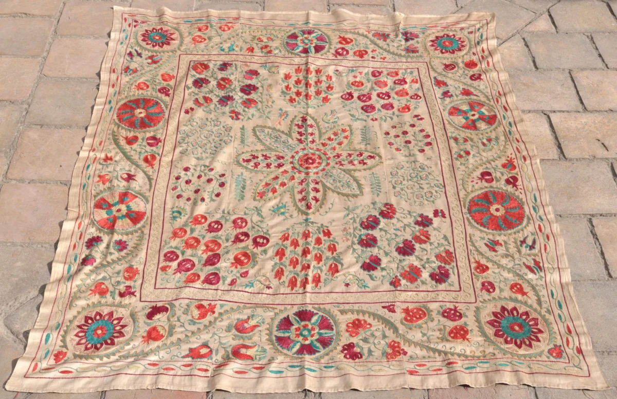 Suzani Uzbek handmade embroidery,Suzani Fabric Suzani Wall Hanging,  Bedspread, Bedcover, Wall hanging Decorative fabric, Suzani tablecloth.
