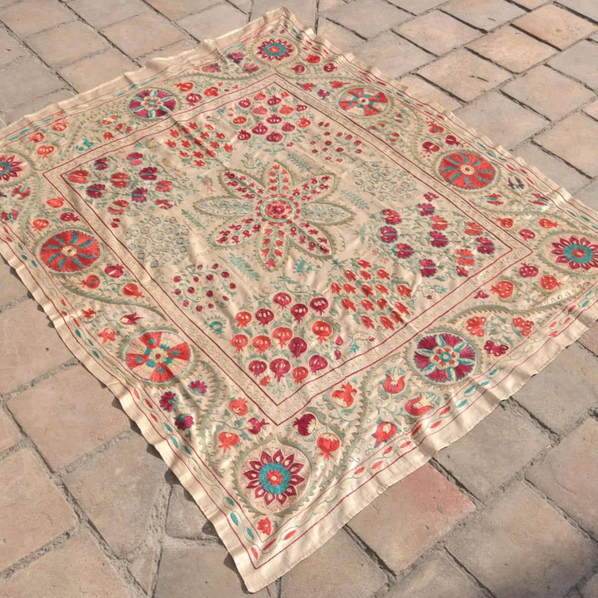 Suzani Uzbek handmade embroidery,Suzani Fabric Suzani Wall Hanging,  Bedspread, Bedcover, Wall hanging Decorative fabric, Suzani tablecloth.