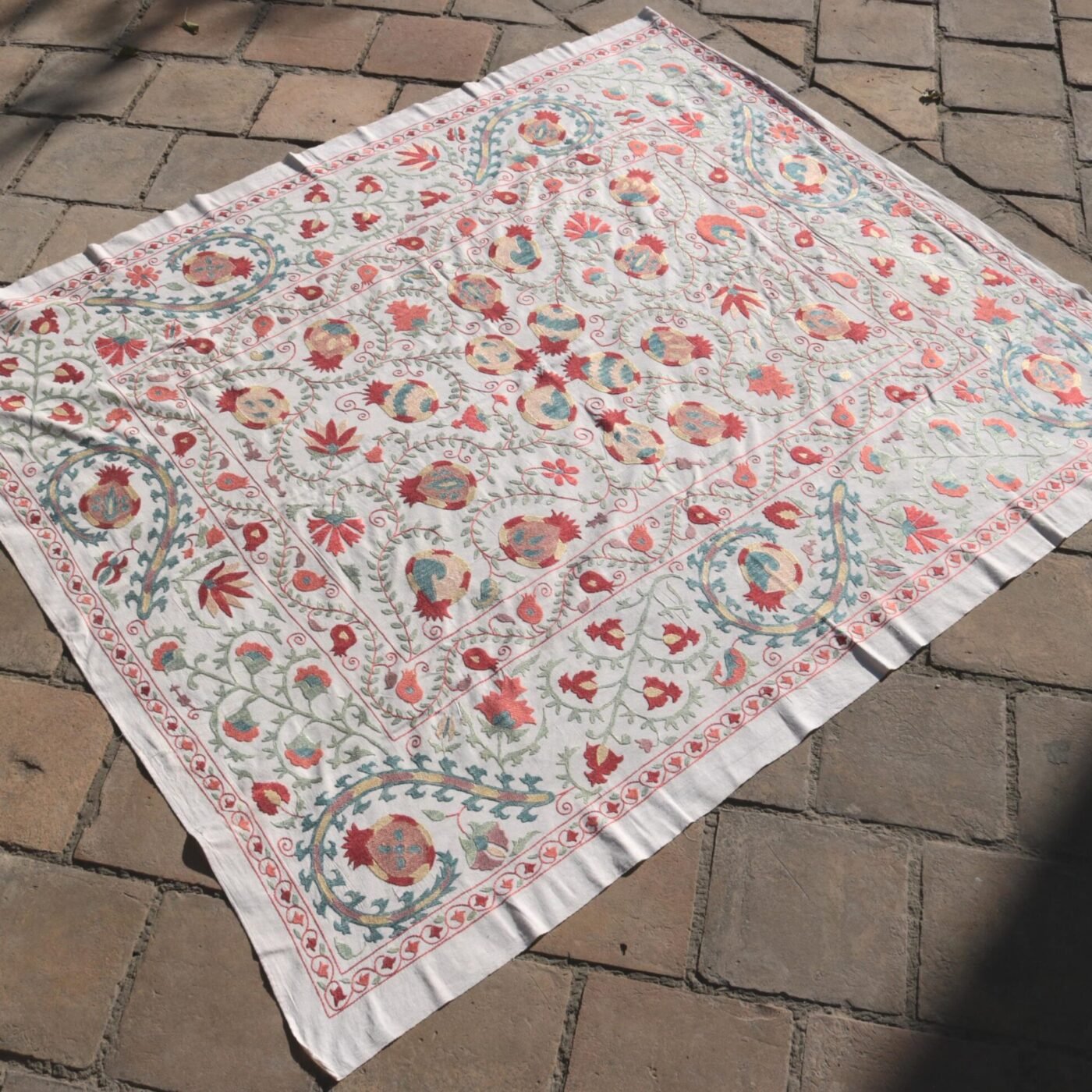 Suzani Uzbek handmade embroidery,Suzani Fabric Suzani Wall Hanging,  Bedspread, Bedcover, Wall hanging Decorative fabric, Suzani tablecloth.