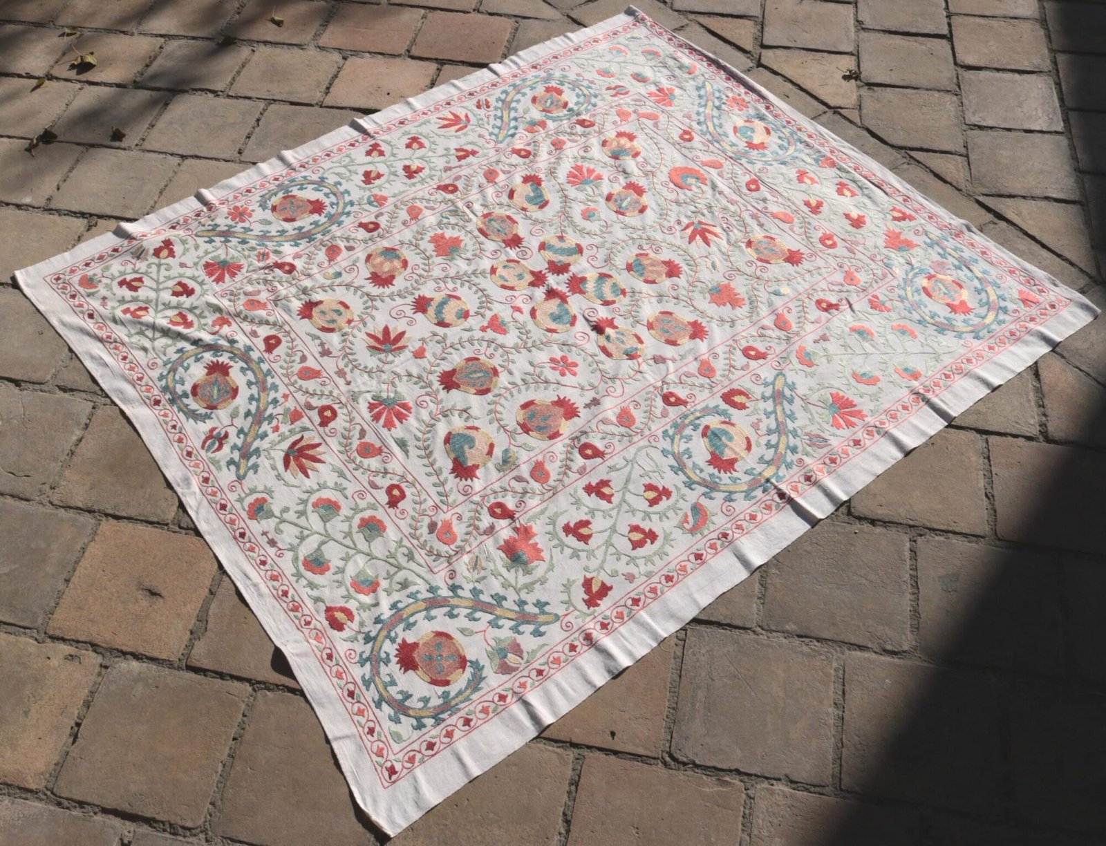 Suzani Uzbek handmade embroidery,Suzani Fabric Suzani Wall Hanging,  Bedspread, Bedcover, Wall hanging Decorative fabric, Suzani tablecloth.