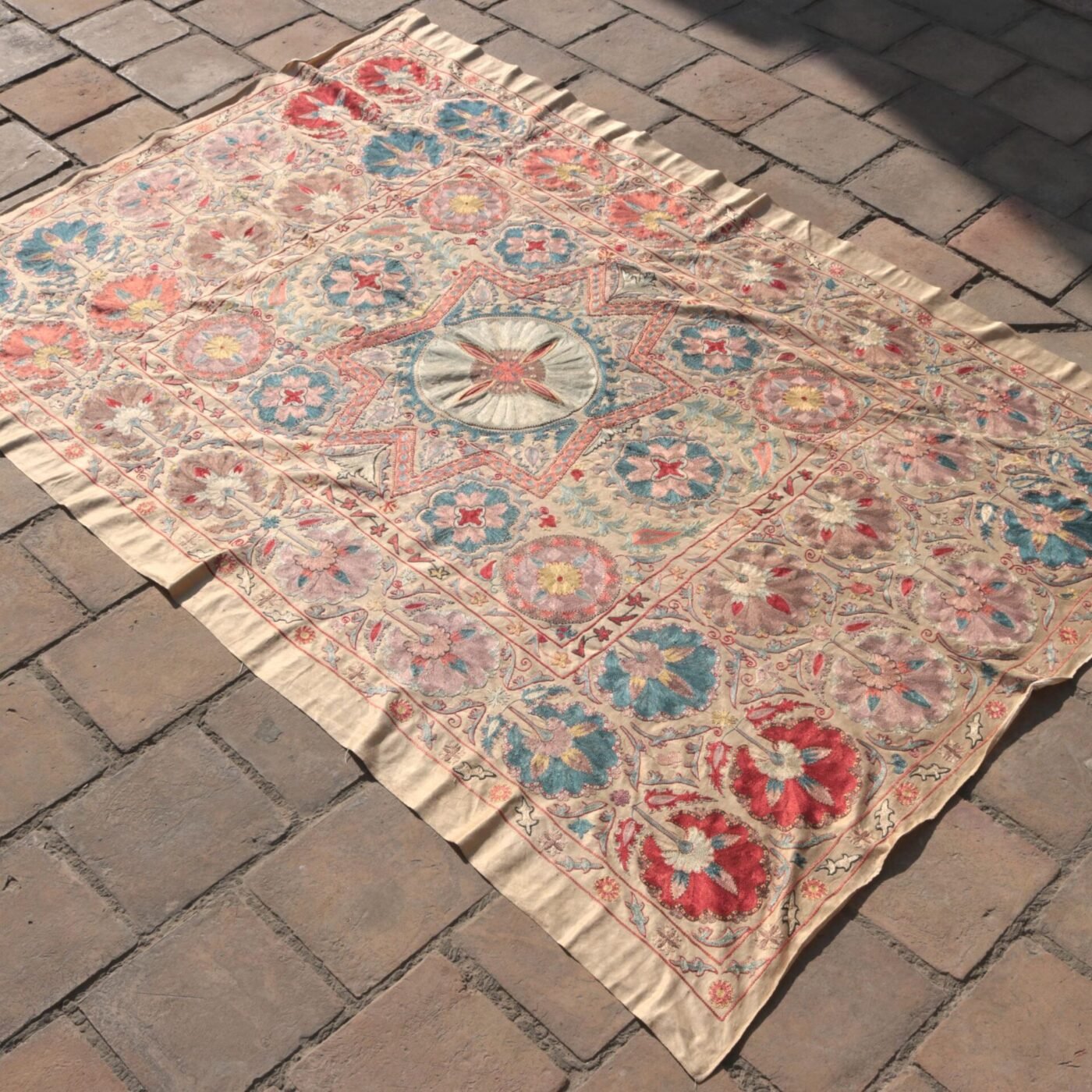 Suzani Uzbek handmade embroidery,Suzani Fabric Suzani Wall Hanging,  Bedspread, Bedcover, Wall hanging Decorative fabric, Suzani tablecloth.