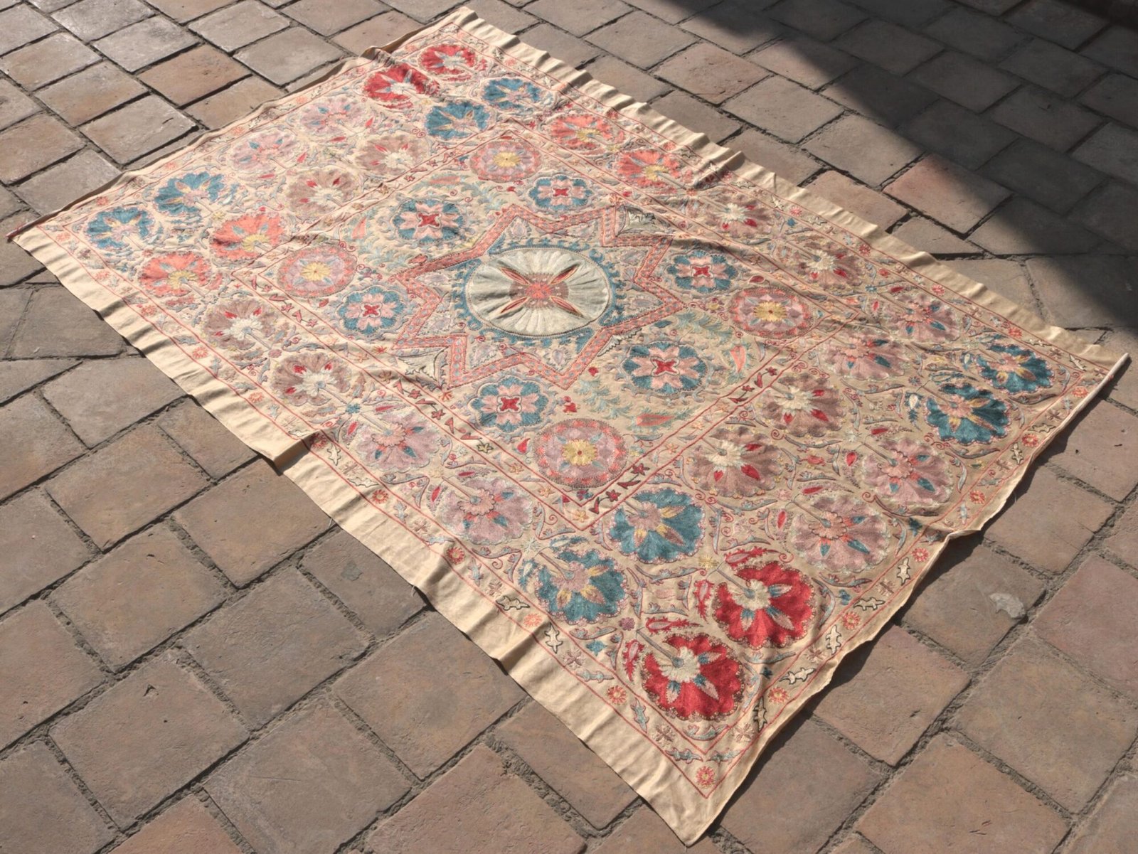 Suzani Uzbek handmade embroidery,Suzani Fabric Suzani Wall Hanging,  Bedspread, Bedcover, Wall hanging Decorative fabric, Suzani tablecloth.