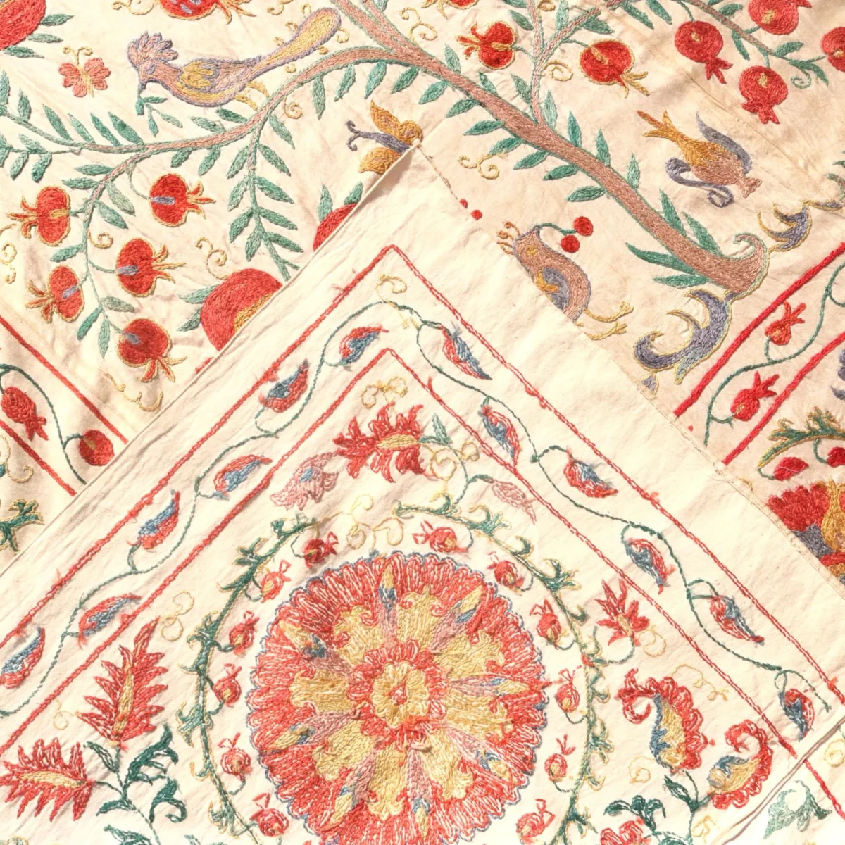 Suzani Uzbek handmade embroidery,Suzani Fabric Suzani Wall Hanging,  Bedspread, Bedcover, Wall hanging Decorative fabric, Suzani tablecloth.