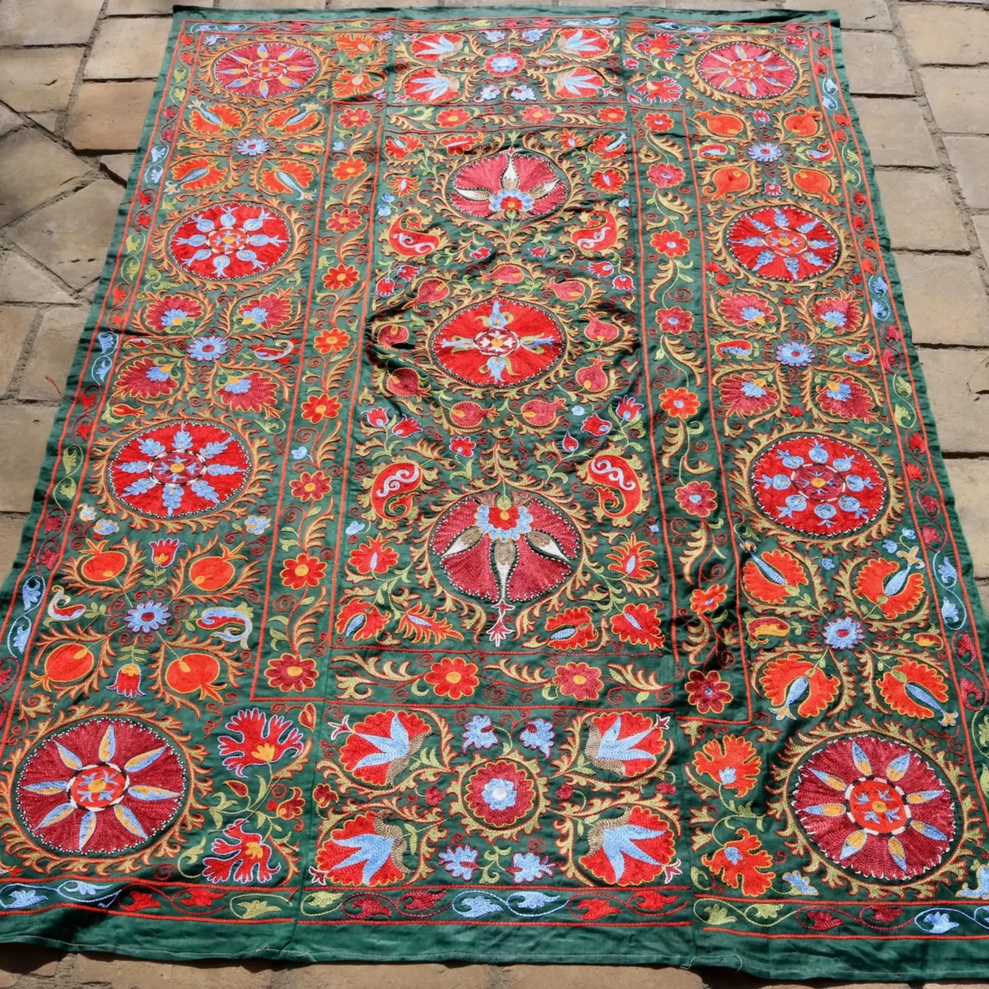 Uzbek handmade embroidery suzani. Bedspread, Bedcover, Wall hanging, Tapestry, Wall decor, Throw, tablecloth.