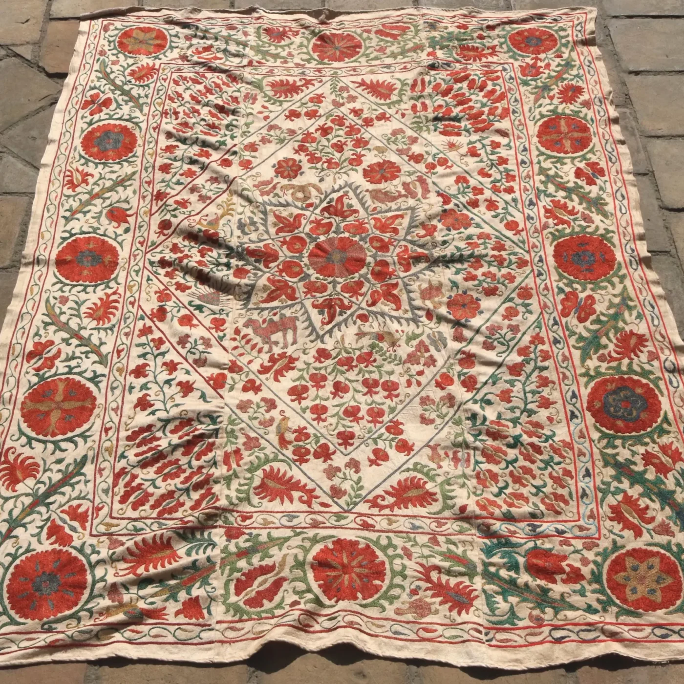 Uzbek handmade embroidery suzani. Bedspread, Bedcover, Wall hanging, Tapestry, Wall decor, Throw, tablecloth.