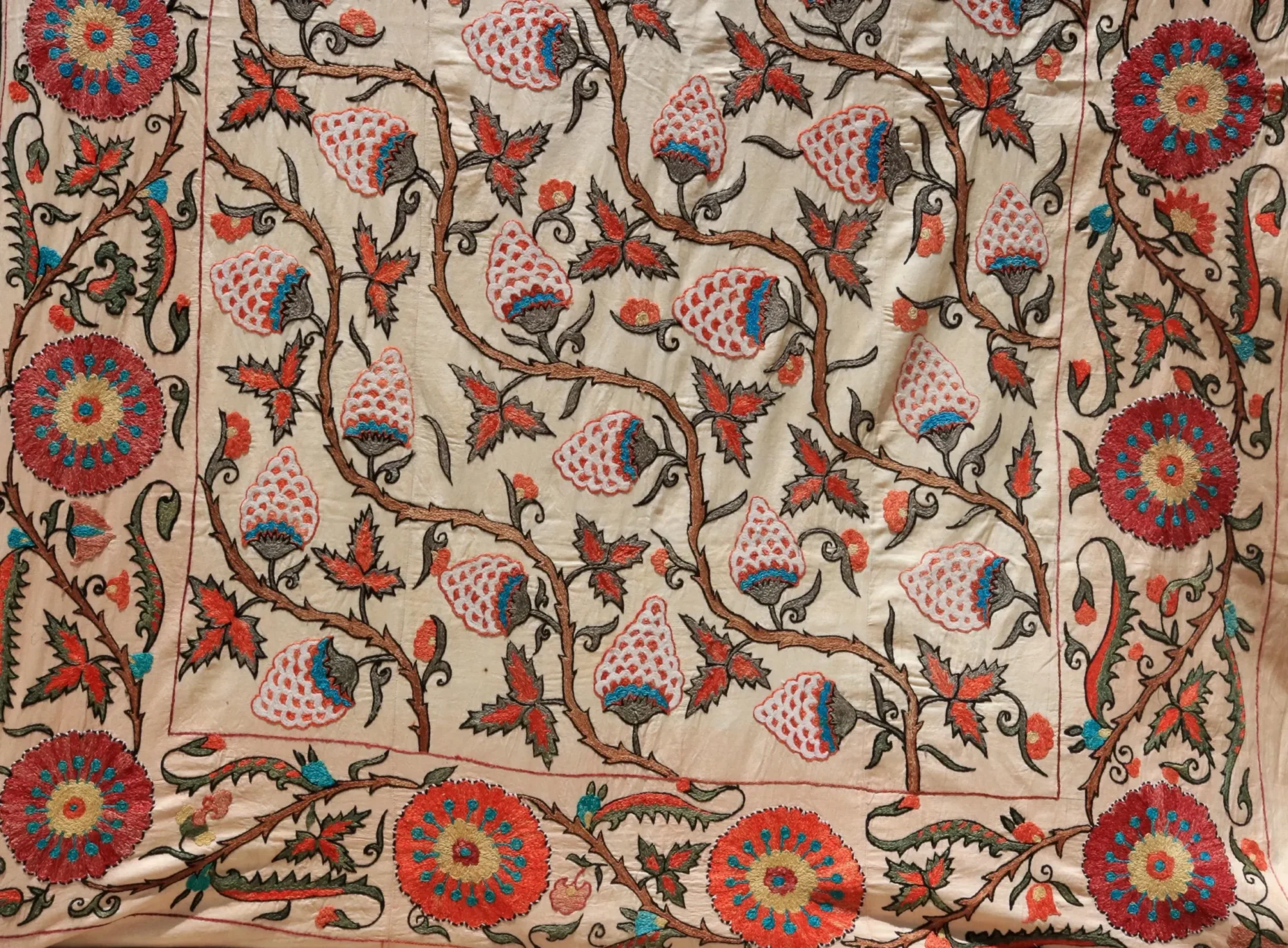 Uzbek handmade embroidery suzani. Bedspread, Bedcover, Wall hanging, Tapestry, Wall decor, Throw, tablecloth.